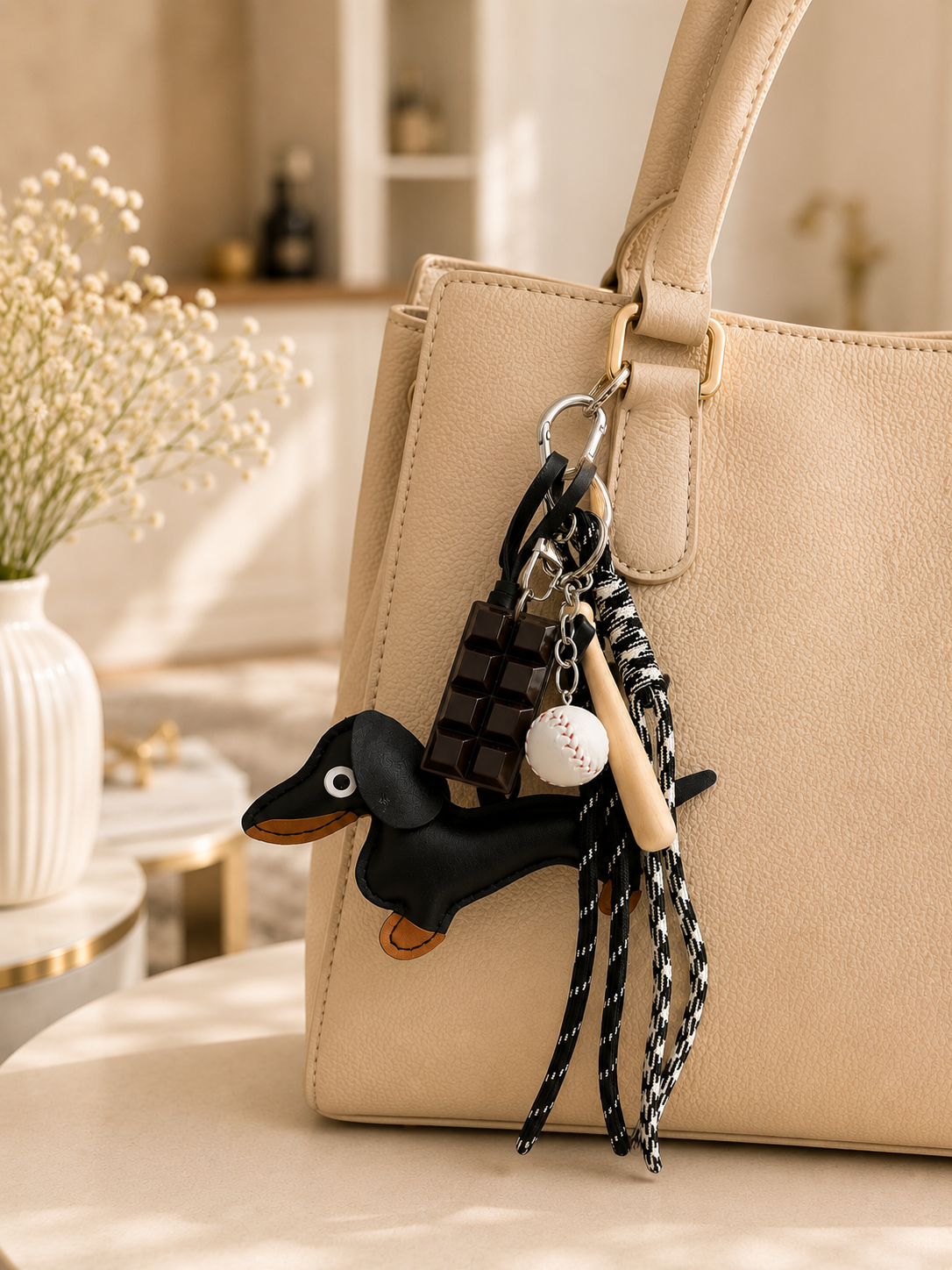 Dachshund Charm Bag Keychain