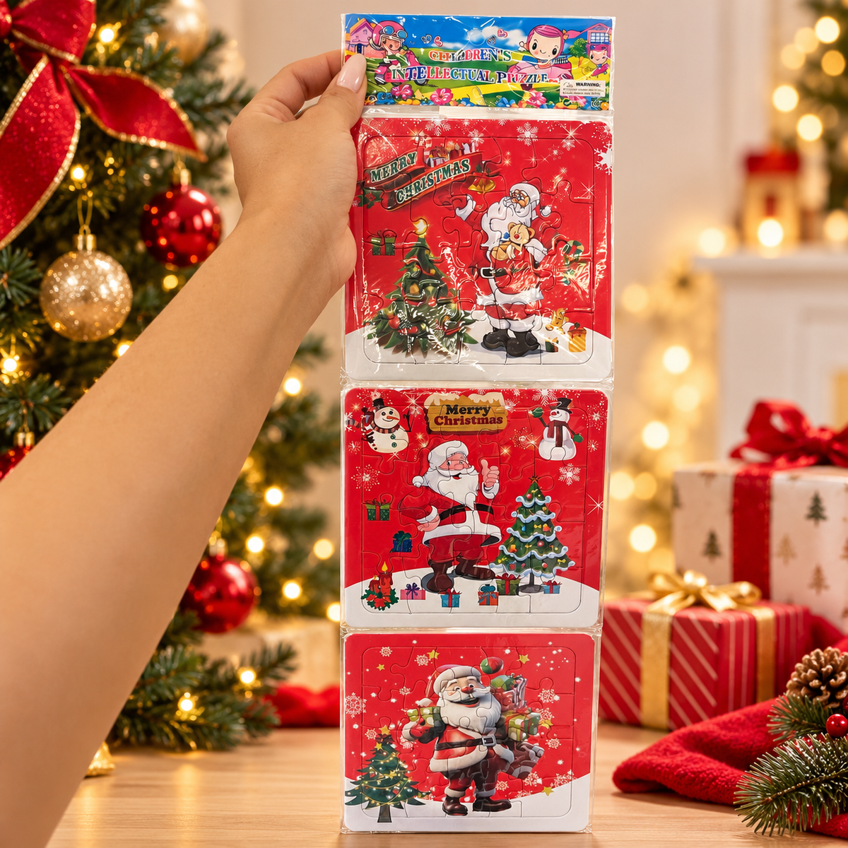 Christmas 2-in-1 Cartoon Puzzle & Coloring Set for Kids ā Santa Claus Designs