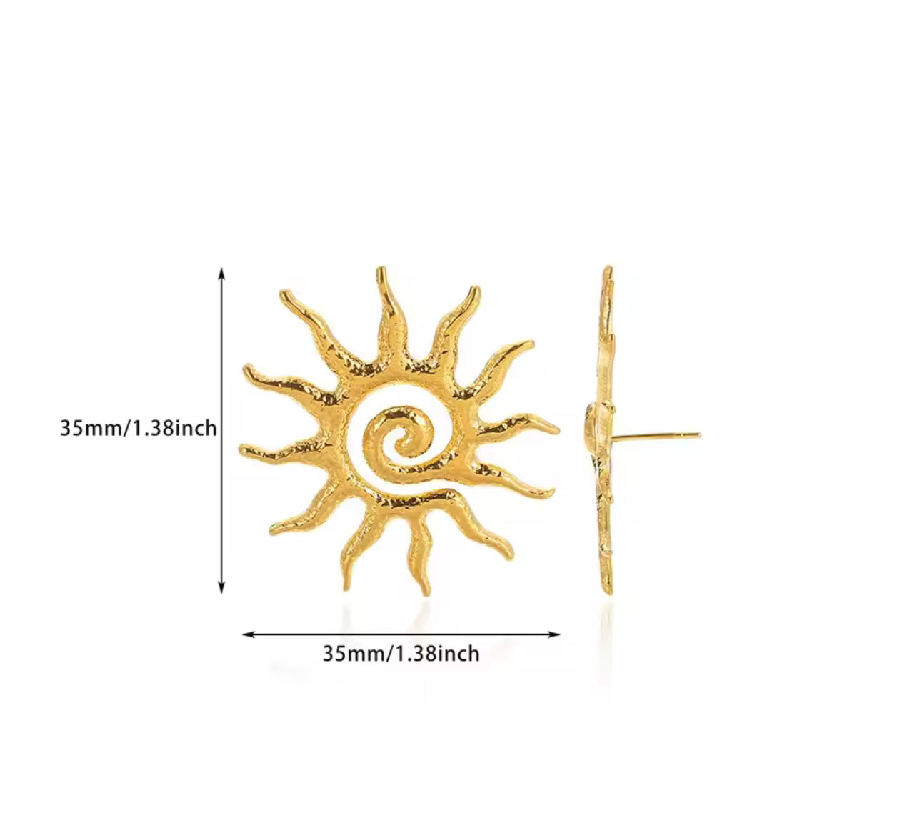 Stainless Steel Sun Earrings for Women Girls Gold Color Piercing Stud Earrings Trend 2025 Minimalist Ear Jewelry Freeshippings