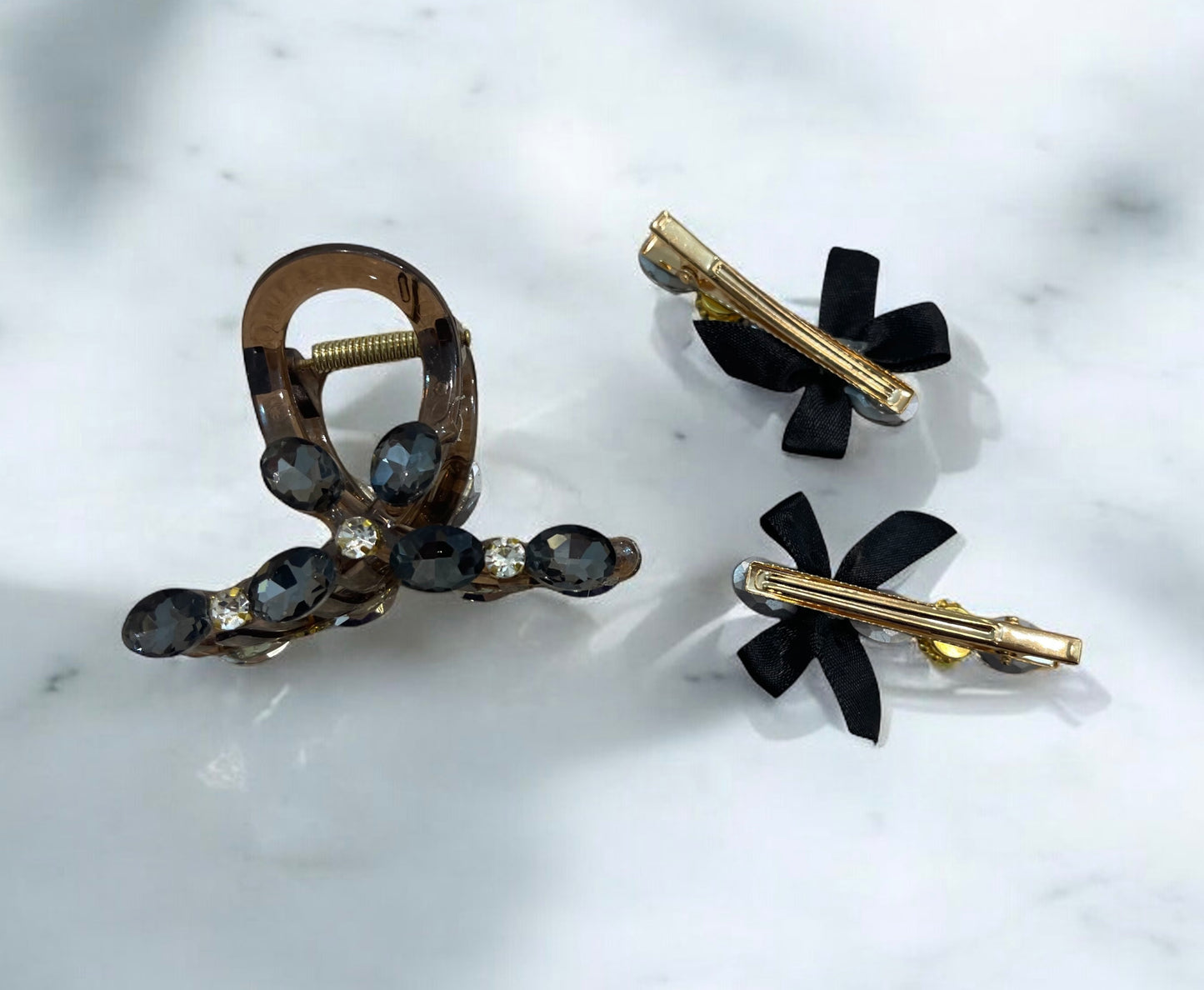 3Pcs Crystal Rhinestone Hair Clips Set