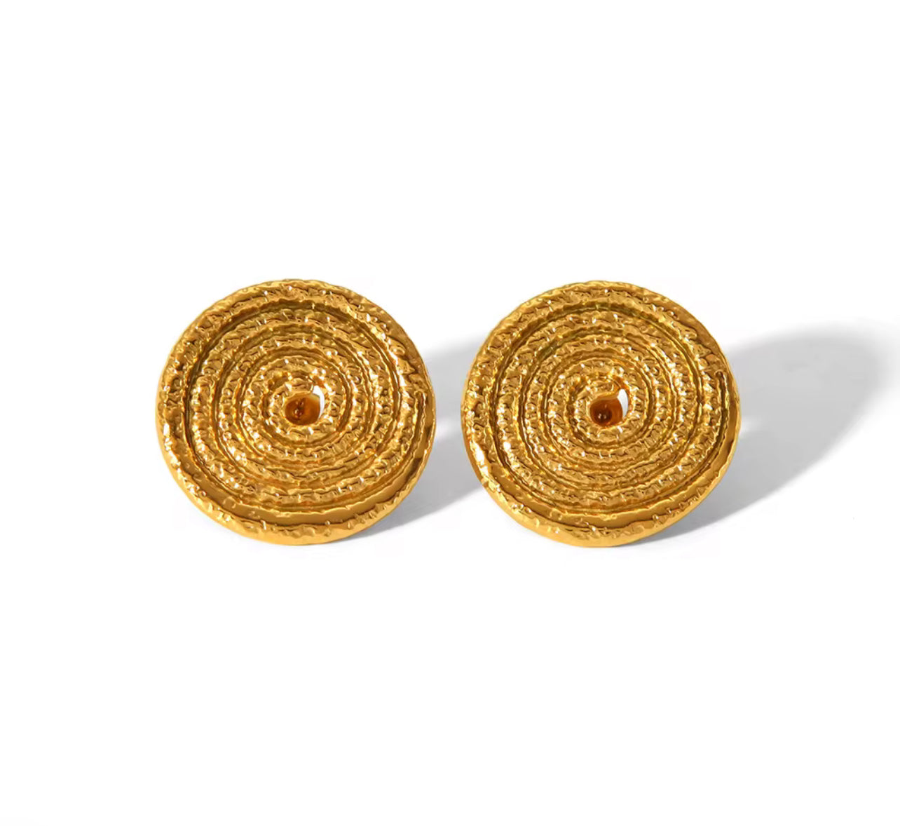 18K Gold Plated Stainless Steel Spiral Screw Earring For Women Jewelry Gift Waterproof