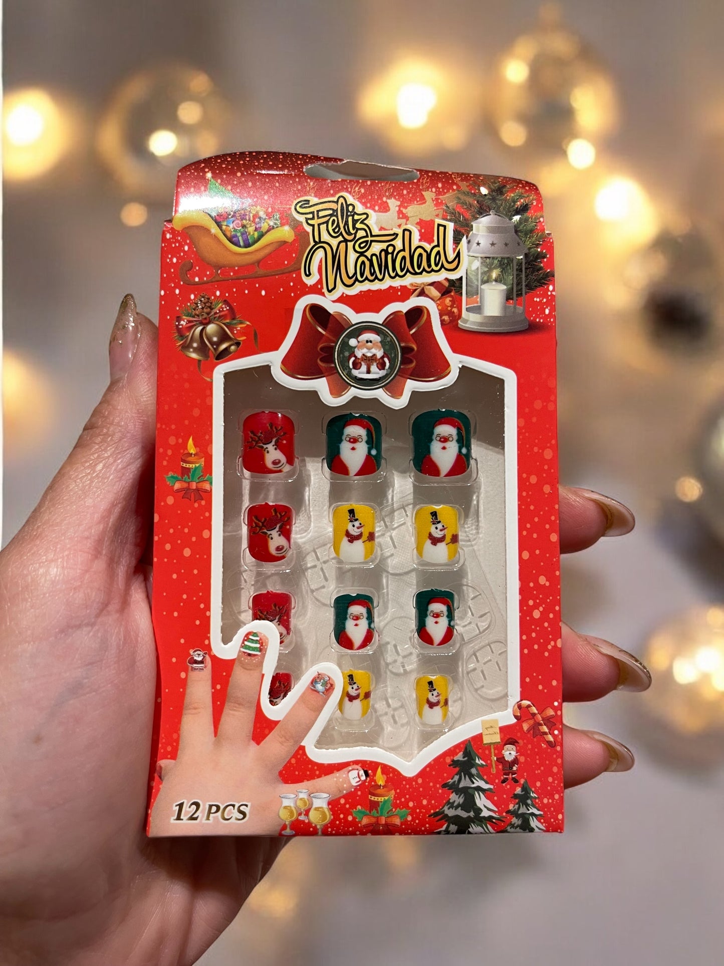 Christmas Themed Kids Fake Nails