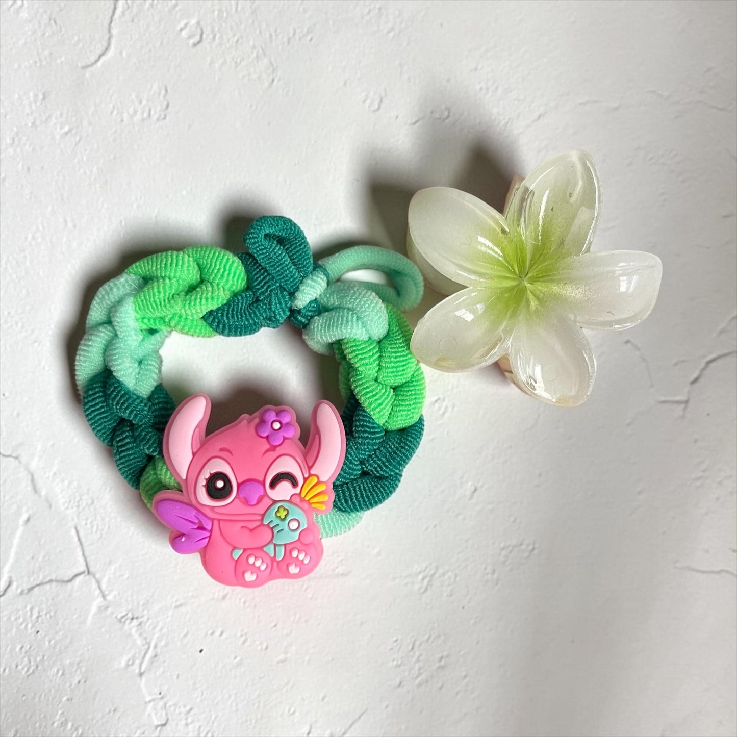 Cute Cartoon Braided Hair Tie & Flower Claw Clip Set