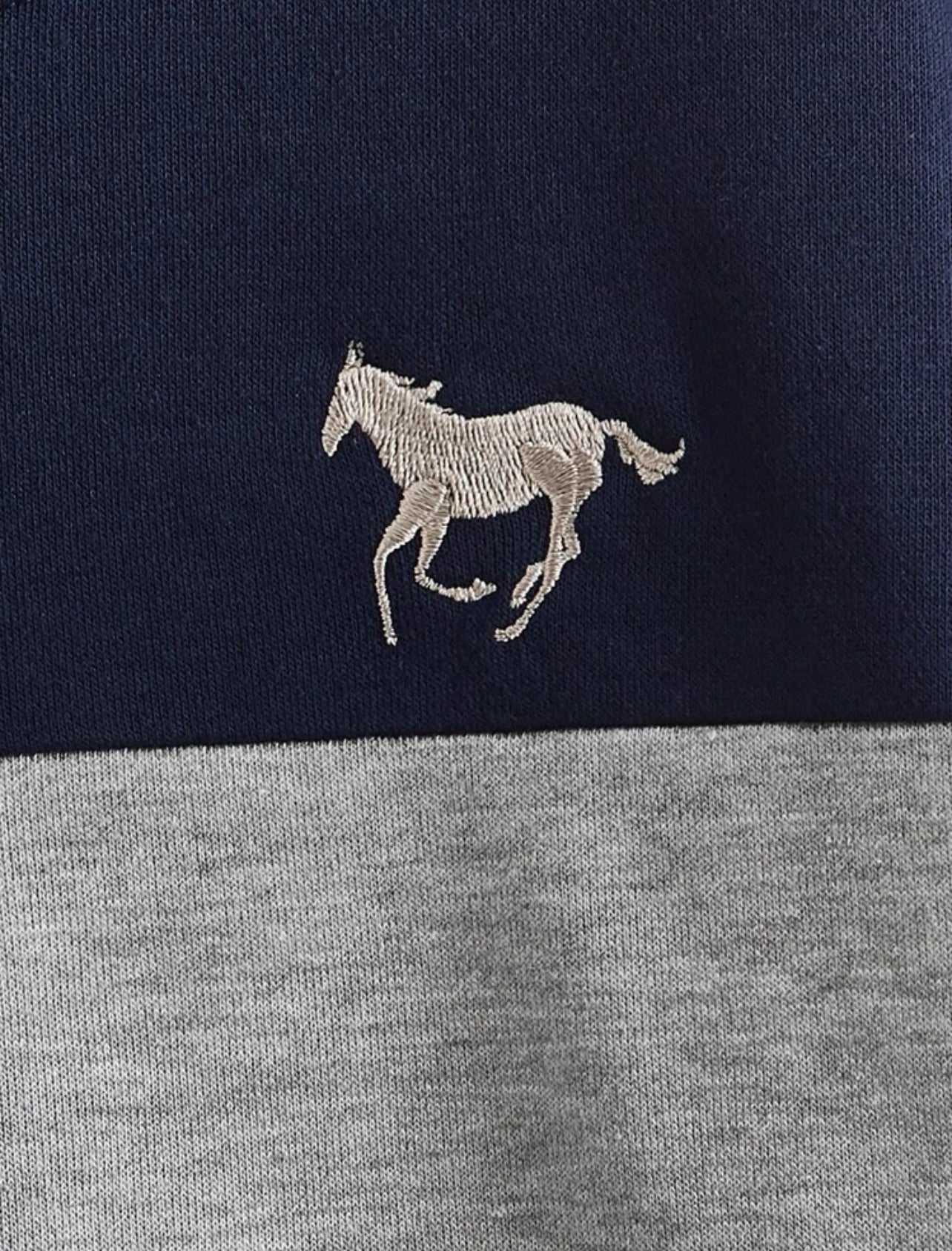 SHEIN Kids EVRYDAY Boys Horse Embroidery Colorblock Pullover - 7,9 Years