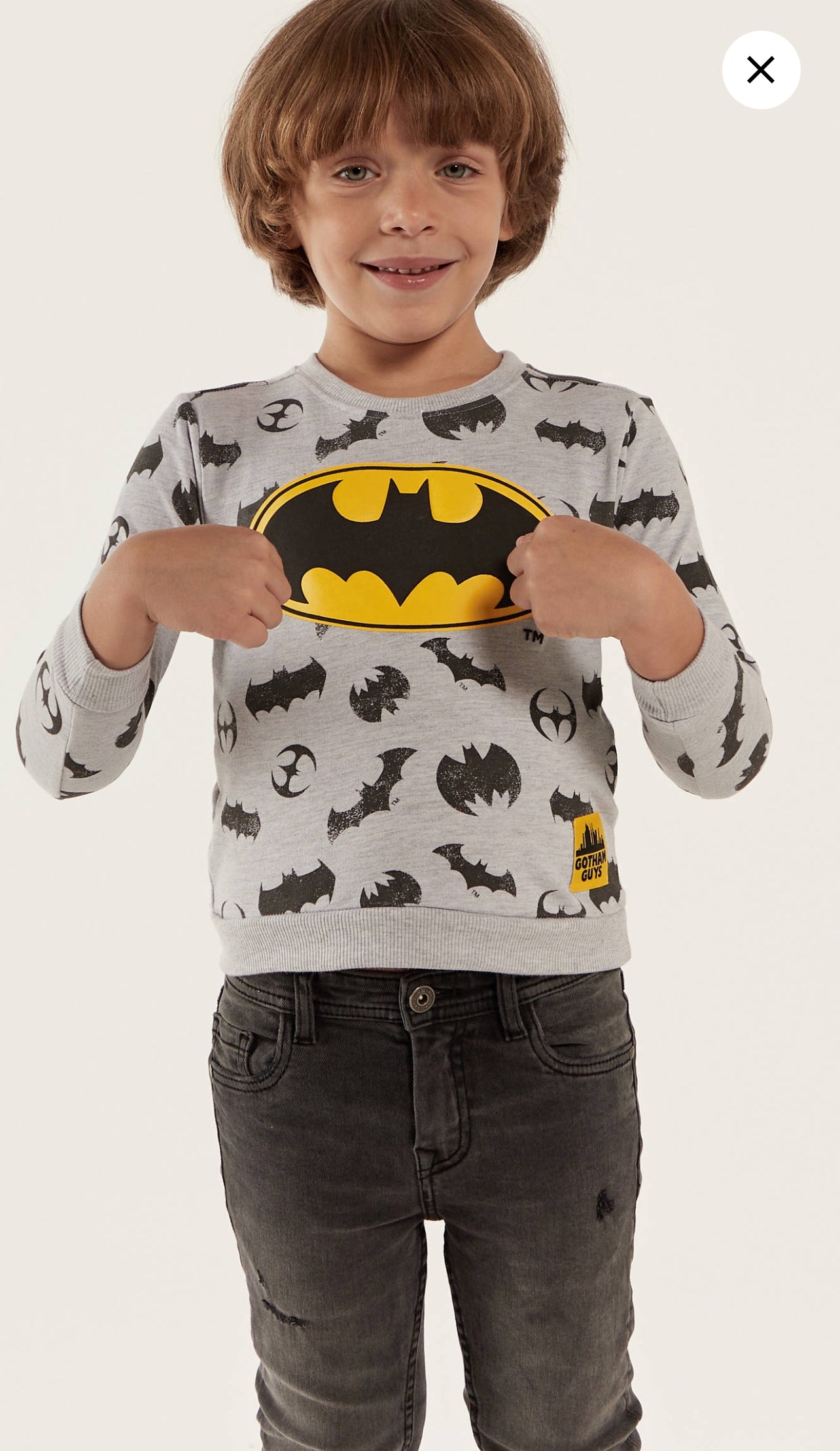 All Over Batman Print Crew Neck Pullover with Long Sleeves - 5 Years