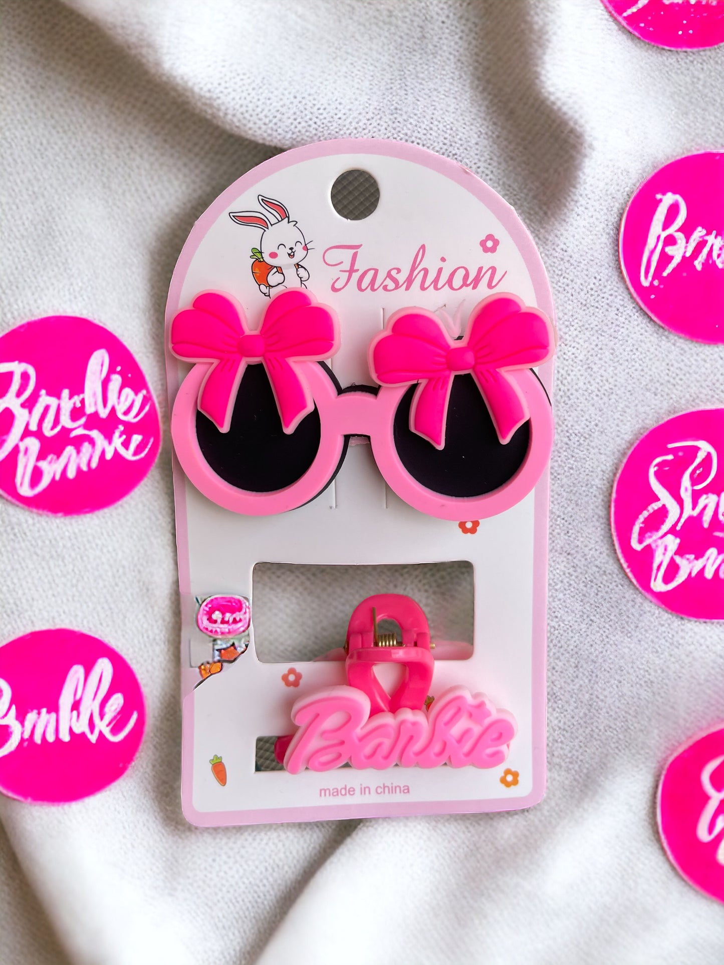 2PCs Barbie sunglasses Hair clip & Mini Hair Claw Advertise