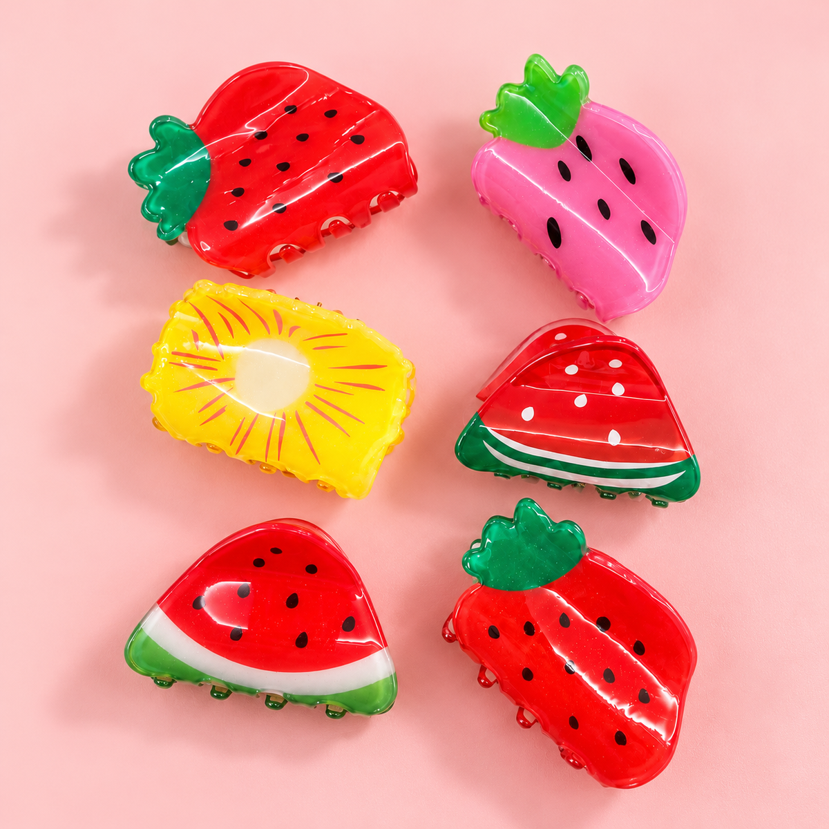 Colorful Fruit Hair Claw Clips – Set of 6