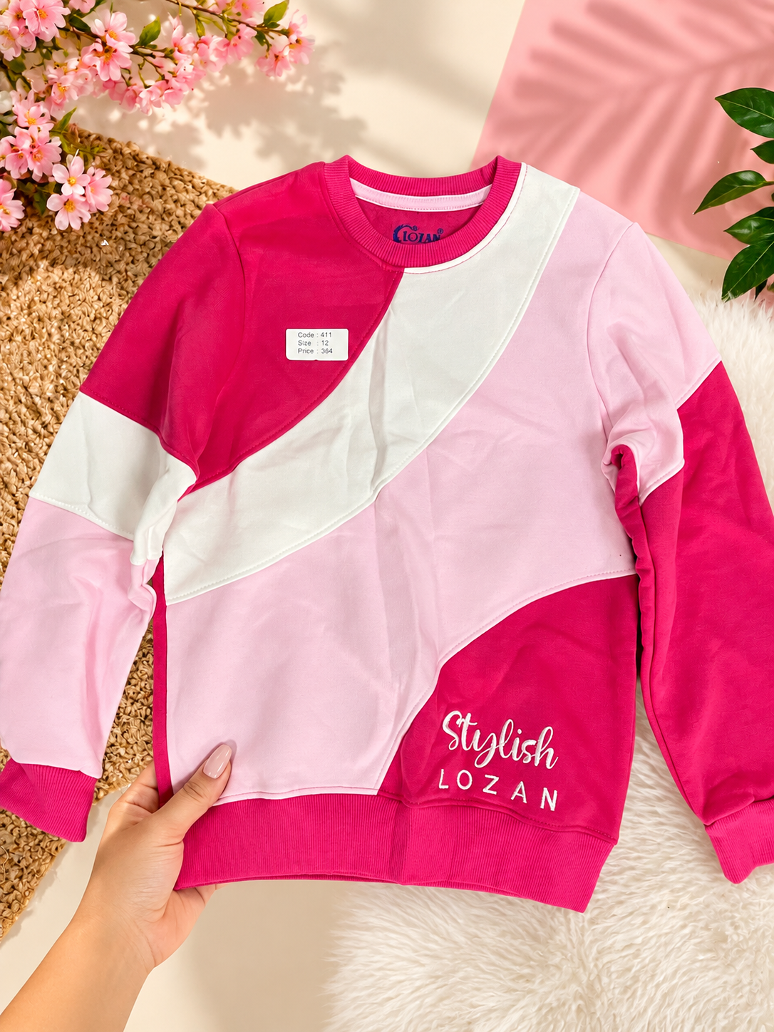 Girls’ Fuchsia Pink & Light Pink Color Block Tracksuit Set - 12 Years