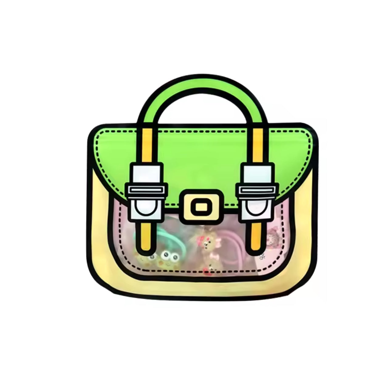 StoBag Candy Packaging Ziplock Bags Cute Snack Chocolate Tote Handle with Window Kids Cartoon Plastic Sealed Food Storage