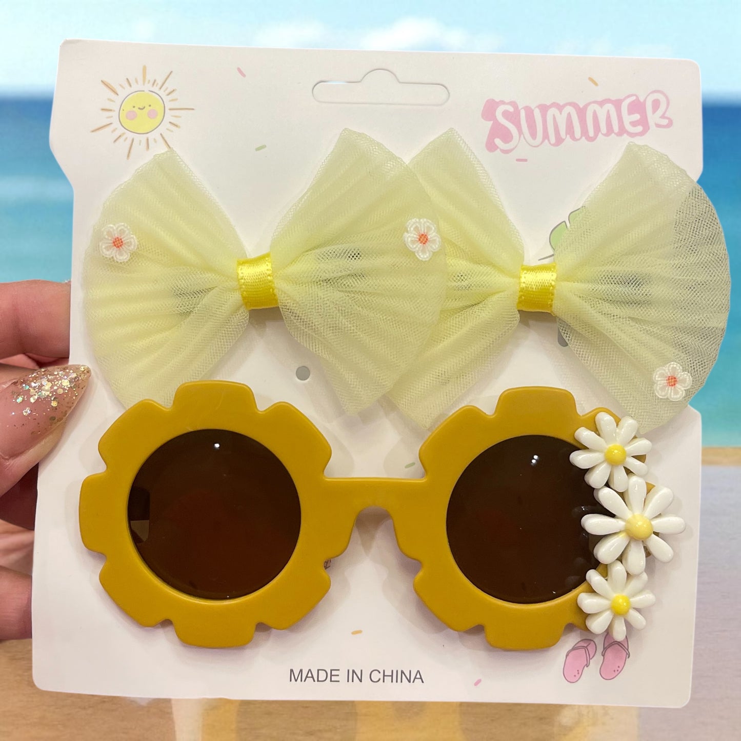 2Pcs Lovely Sparkling Hair Clip Hair Accessories Glasses Set Fashion Shiny Kids Love Glasses Girls Headwear