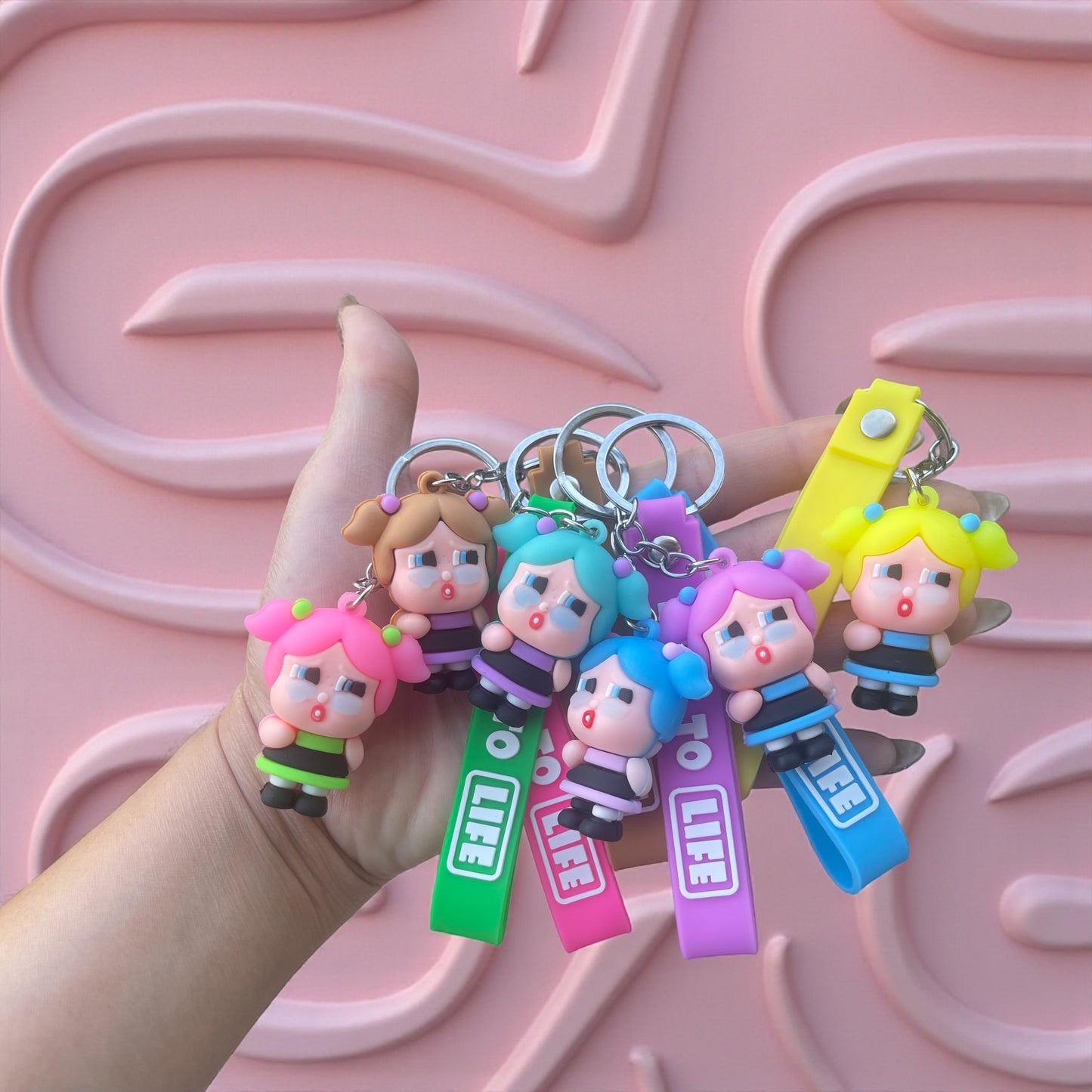 Cry Baby Keychain with “Back to Life” Strap – Colorful Silicone Charm