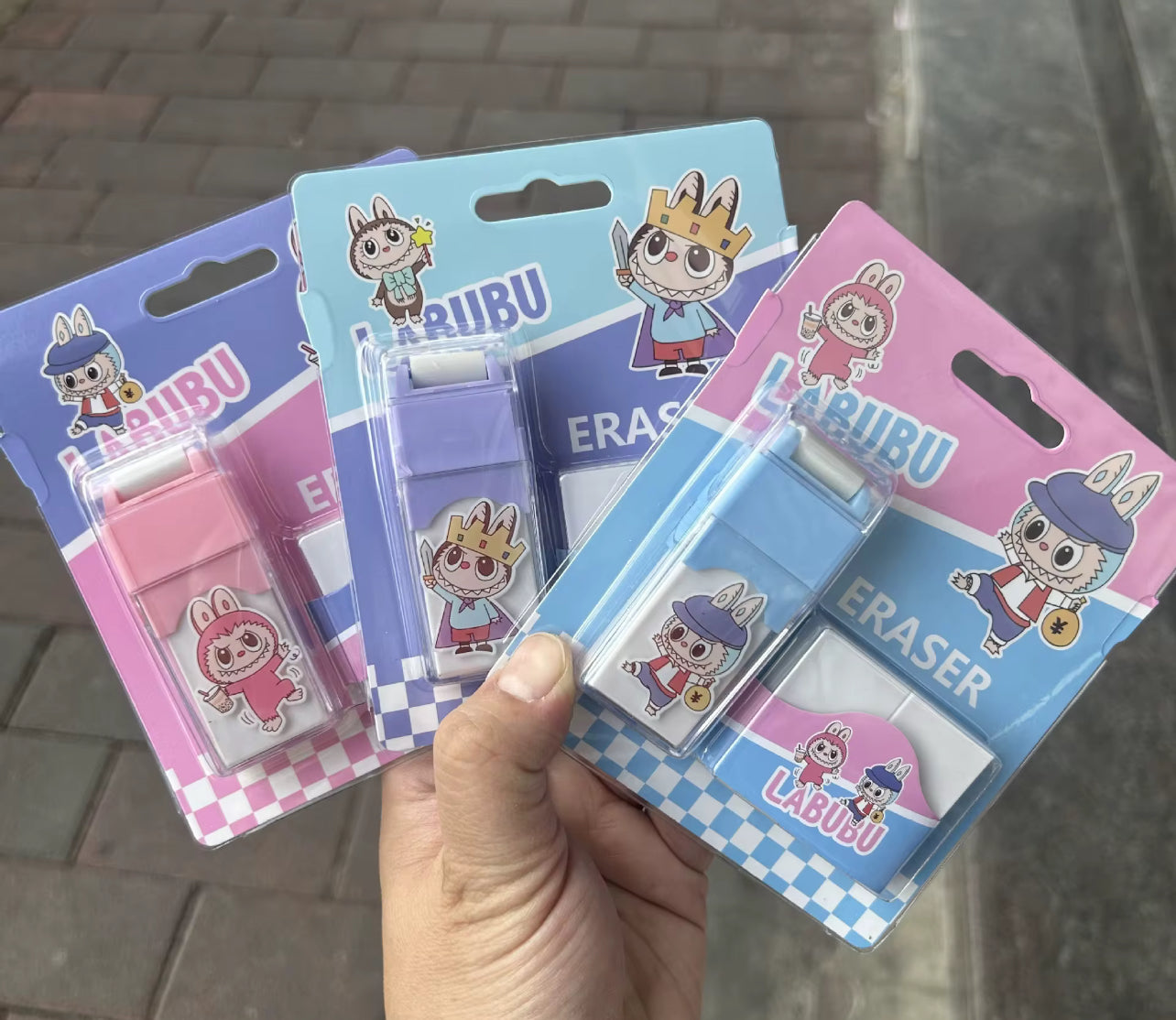 Labubu Cartoon Push-Pull Rolling Eraser Set New Detachable Eraser with Clean Chip-Free Cloth Roller Plastic Material