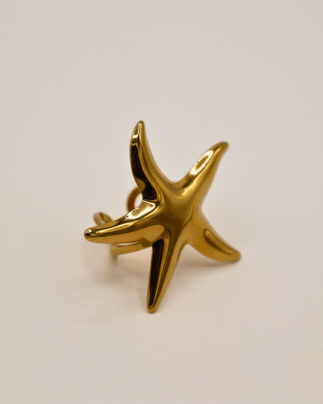 Uworld Ocean Vacation Style 18k Gold Color Plated Stainless Steel Sea Star Conch Shell Ring Waterproof Stackable Ring Women's Ac
