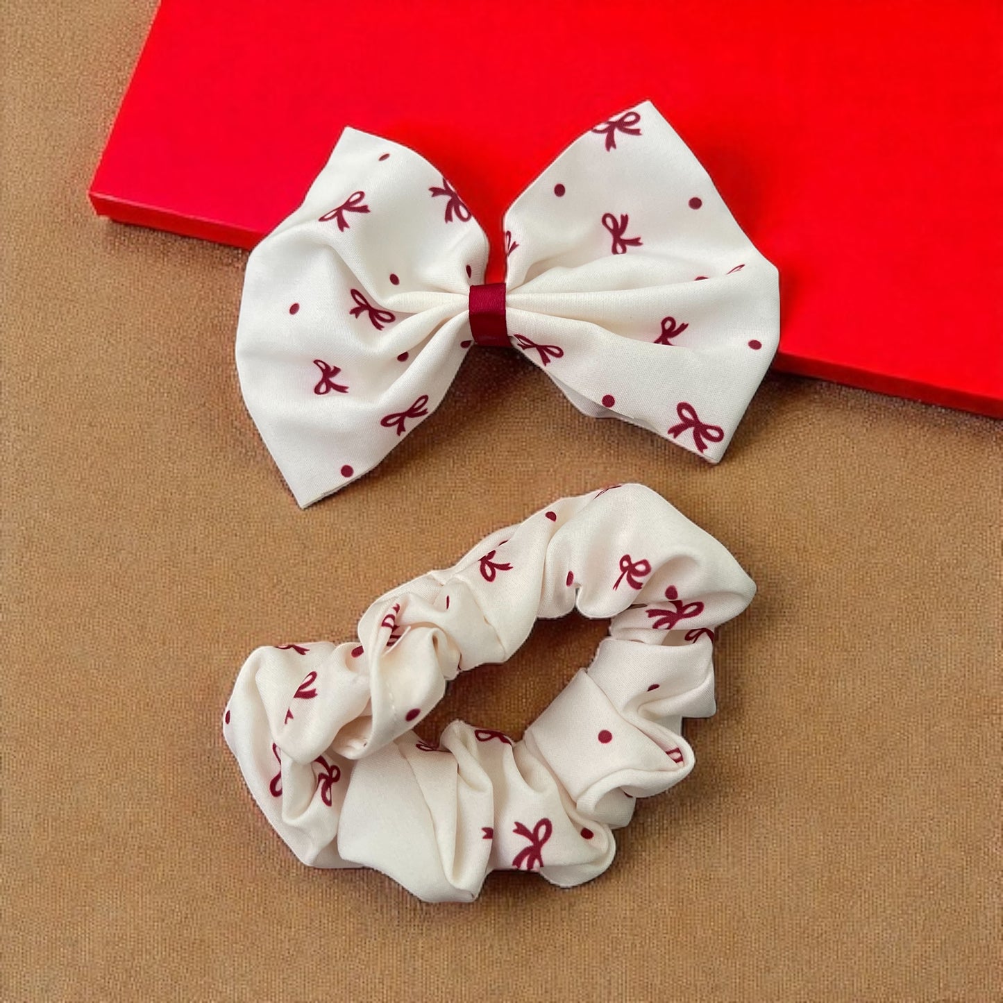 2Pcs/Set Flower Heart Cherry Bow Print Kids Bows Hair Clips & Hair Tie for Girls Handmade Cute Bowknot Hairpin Barrettes Cotton Hair Accessories
