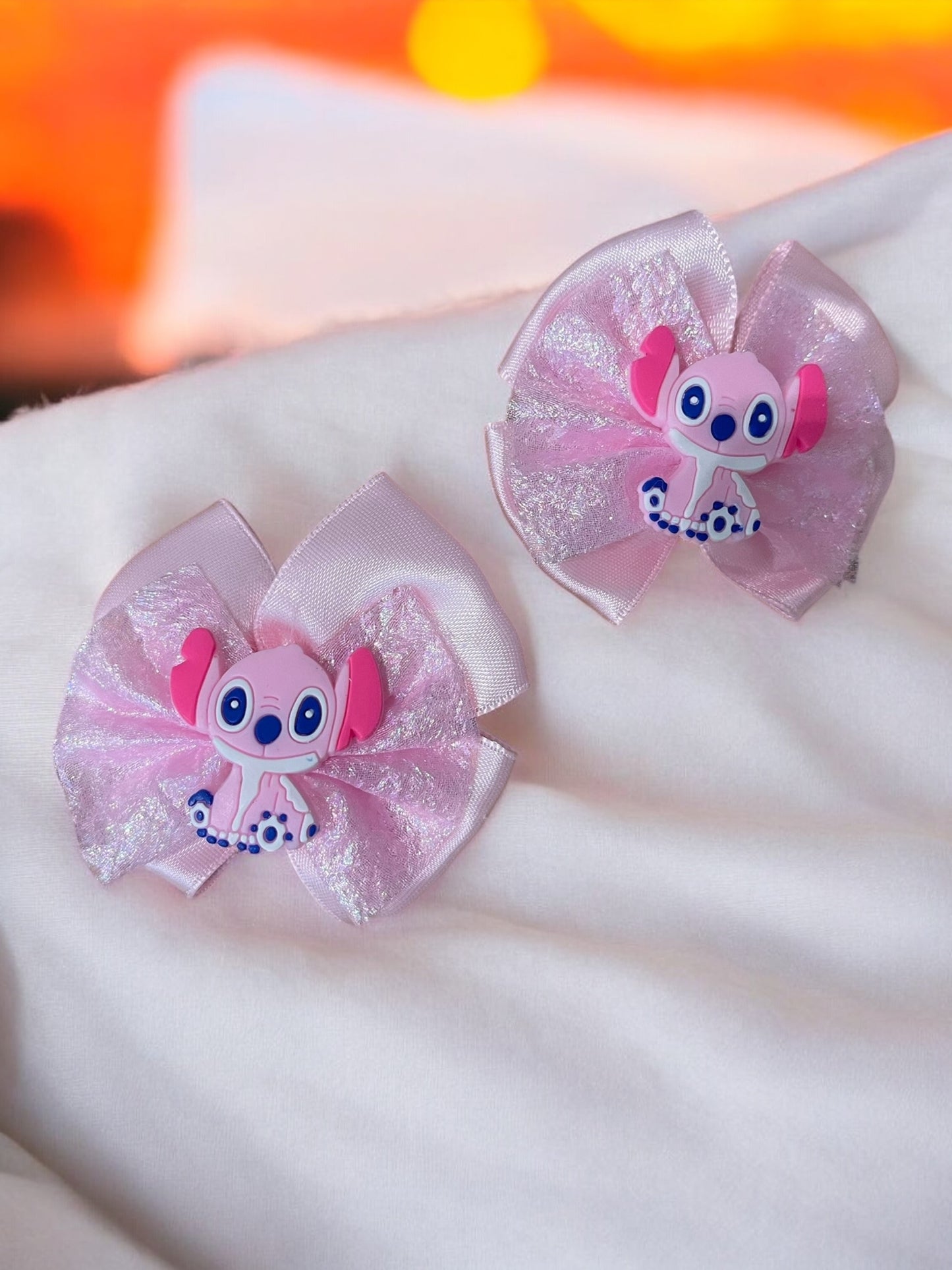 2pcs Stitch Half Pack Fabric Bow Hair Clip Cute Cartoon Clip Hair Accessories Shattered Hair Clip Advertise