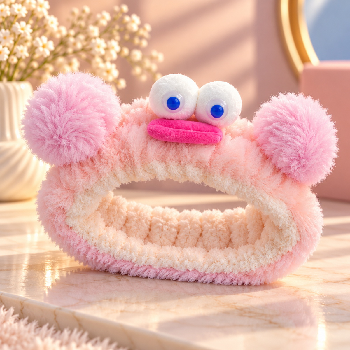 Cute Cartoon Plush Spa Headband – Soft & Fluffy Animal Design