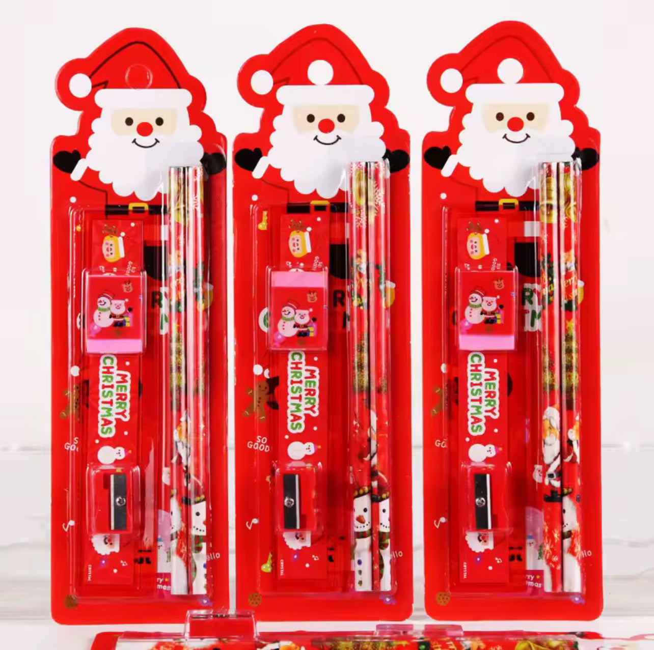 5-piece Cartoon Christmas Stationery Set Children's Stationery Gift Christmas Tree Creative Santa Claus Stationery Gift Box