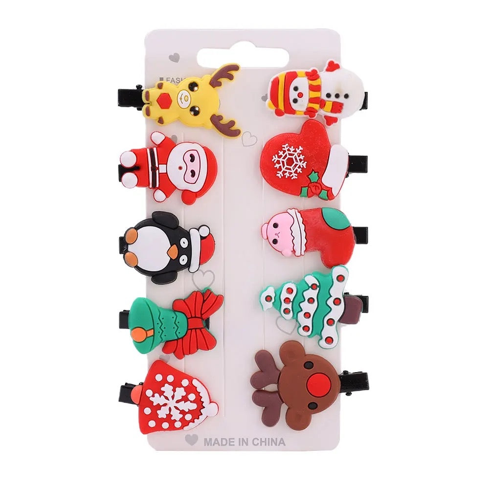 10Pcs/set Christmas Headdress Santa Antler Hair Clip For Girls Hairpins Clips Children's Barette Hair Ornaments Hair Accessories