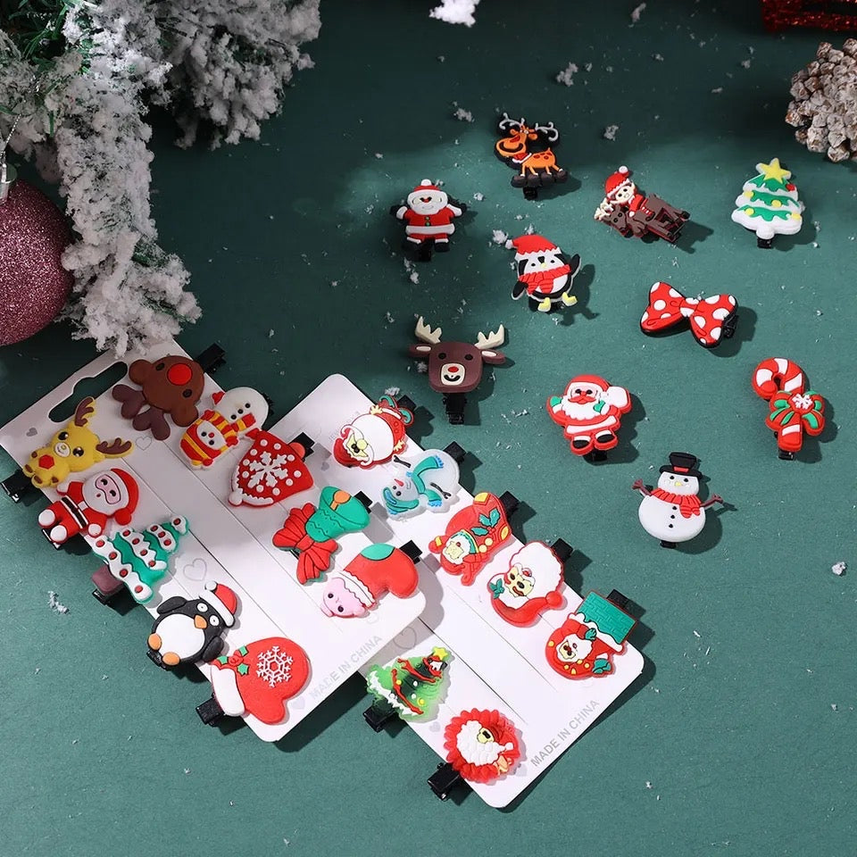 10Pcs/set Christmas Headdress Santa Antler Hair Clip For Girls Hairpins Clips Children's Barette Hair Ornaments Hair Accessories