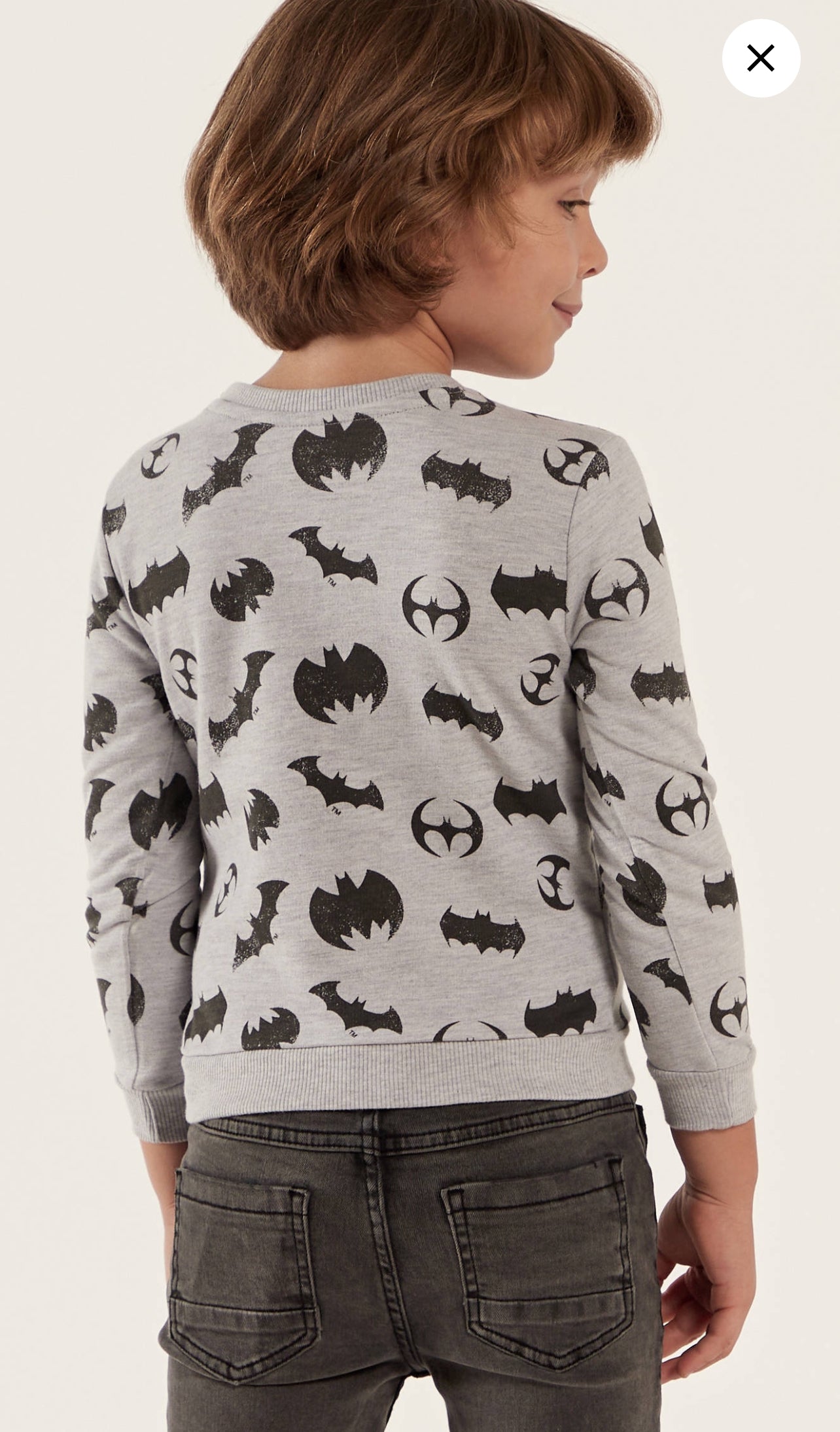 All Over Batman Print Crew Neck Pullover with Long Sleeves - 5 Years