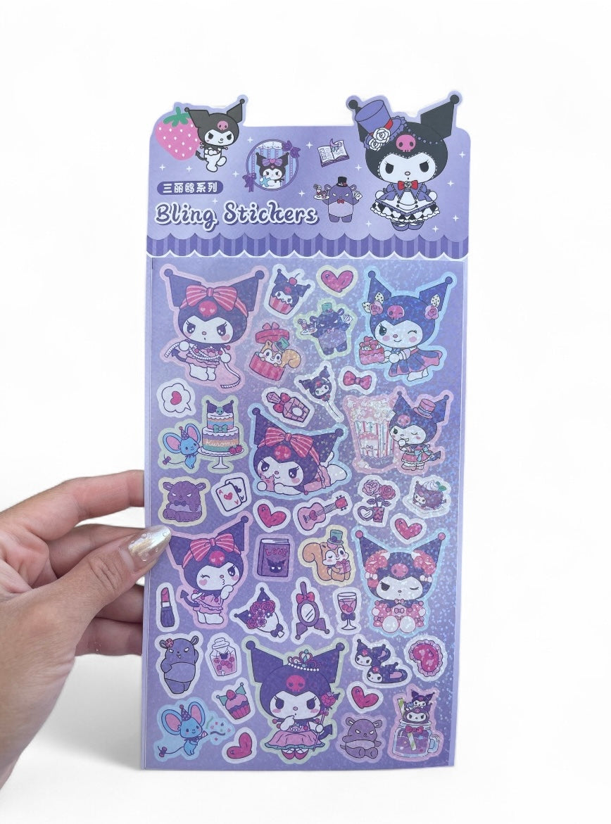 1 Sheet Sticker Set Sanrio Stitch Cute Laser Bling Stickers Decoration Children