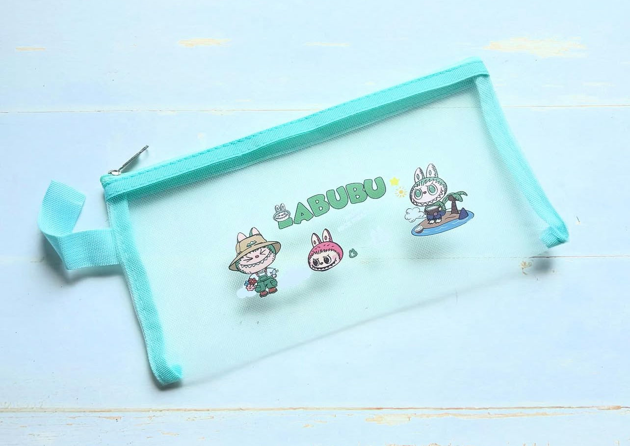 Labubu transparent pencil case Portable Stationery Easy Carry Useful Labubu Print Pencil Pouch