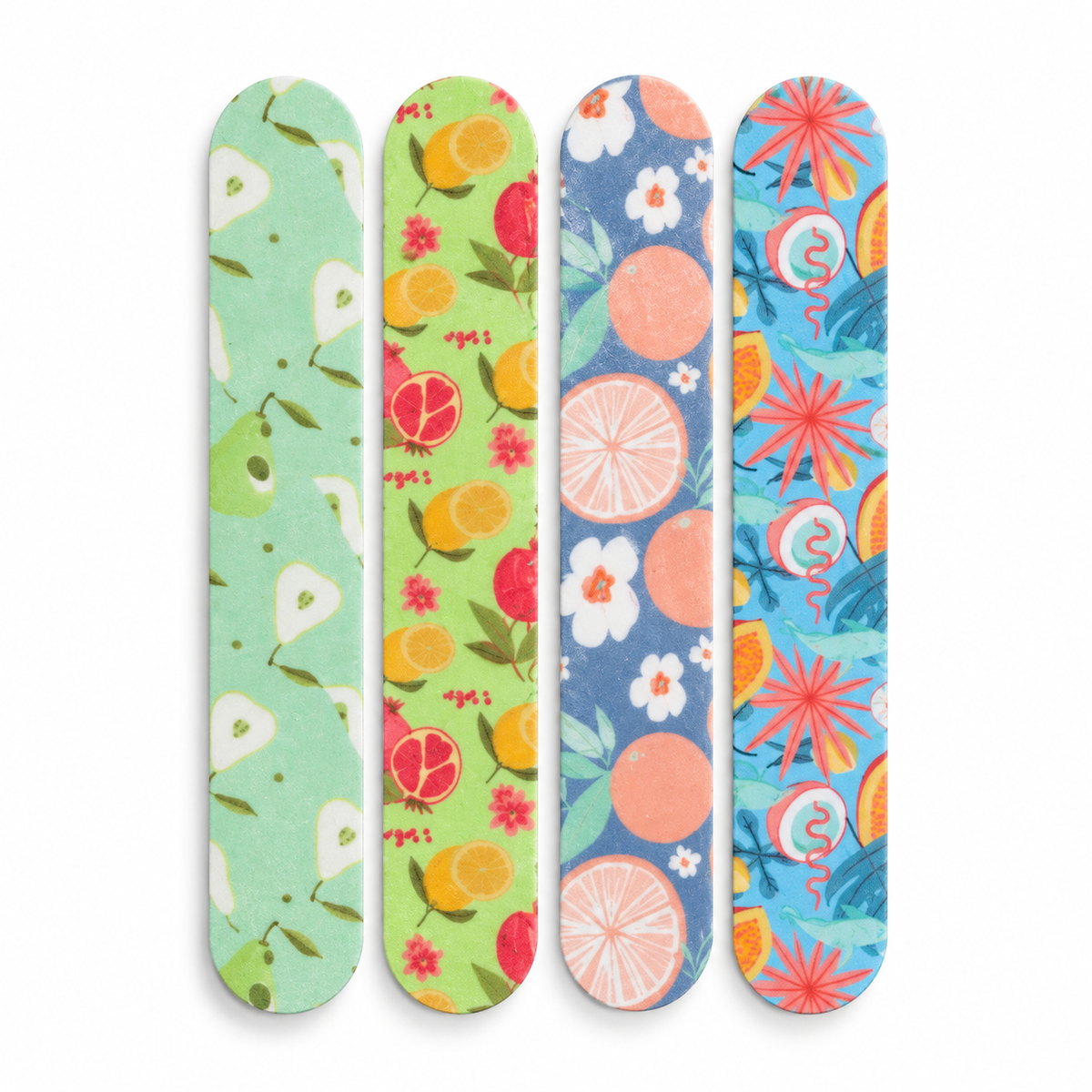 Set of 4 Colorful Printed Nail Files – Fruit & Floral Designs