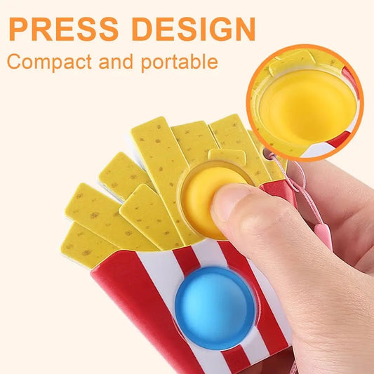 Cute Simple Dimple Fidget Toys for Kids Anti Stress  French Fries Pendant