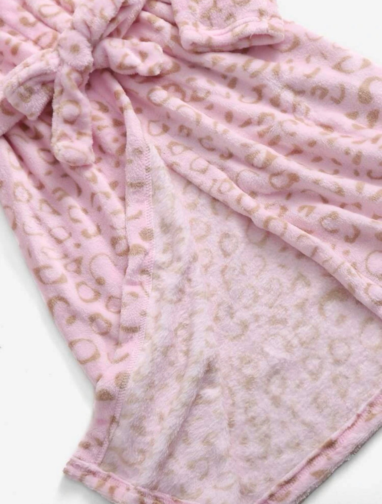 SHEIN Girls Allover Pattern Belted Hooded Robe - 5 Years