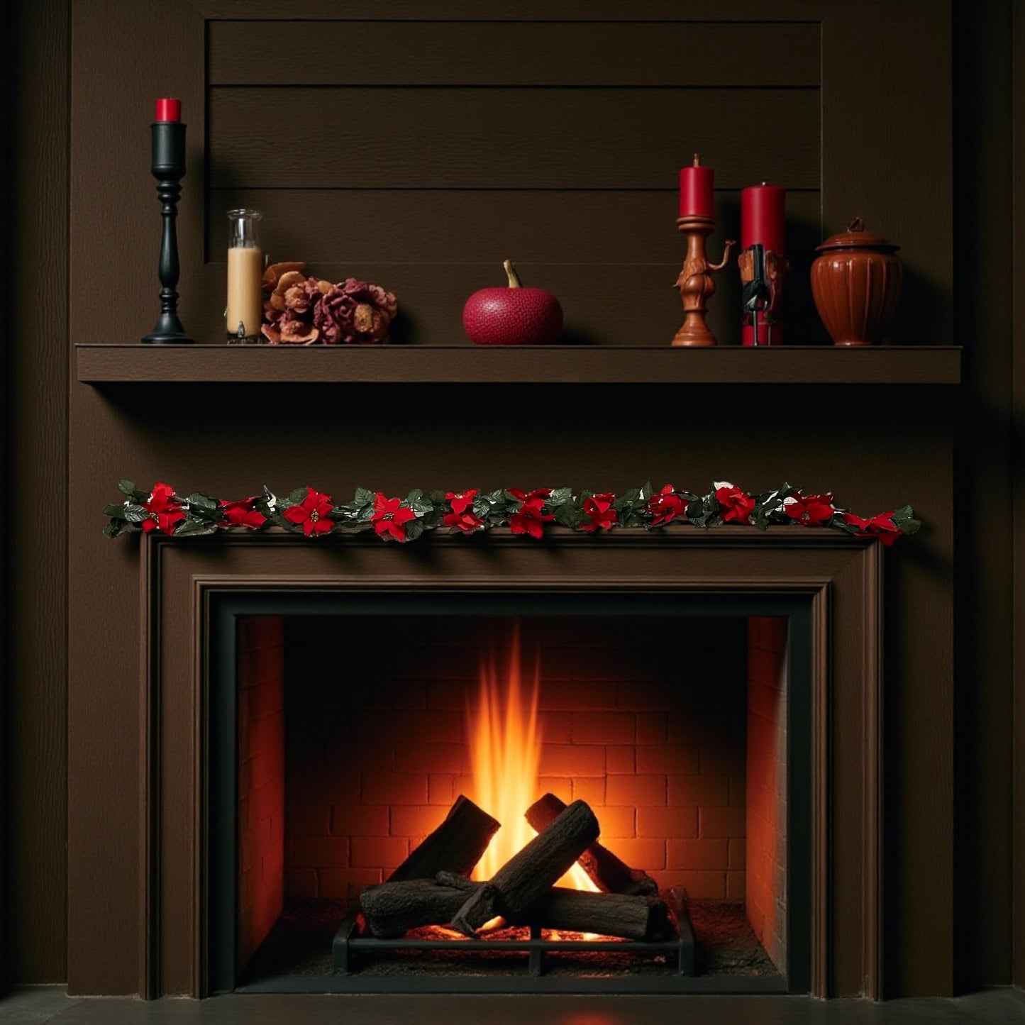 1Pcs Christmas Rattan Flower Garland Artificial Plastic Decoration DIY Wreath Xmas Tree Mantel Stair Handrail Festival Ornament