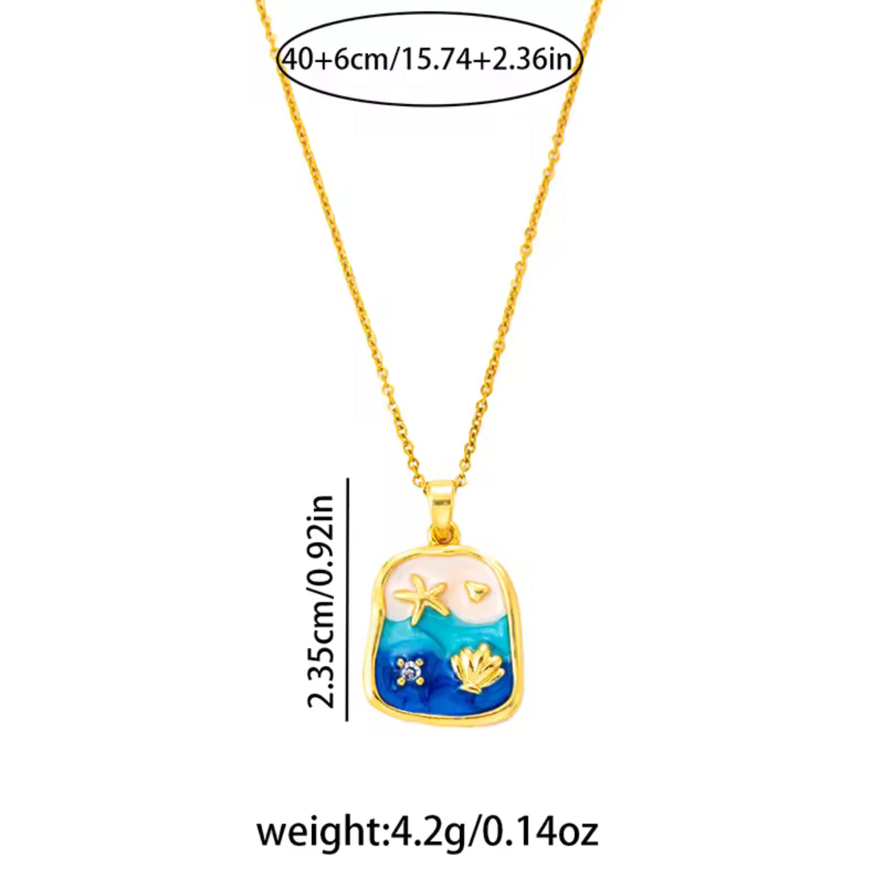 ANENJERY 316L Stainless Steel Square Starfish Shell Necklace For Women Vintage Personality Summer Holiday Jewelry Gift Wholesale