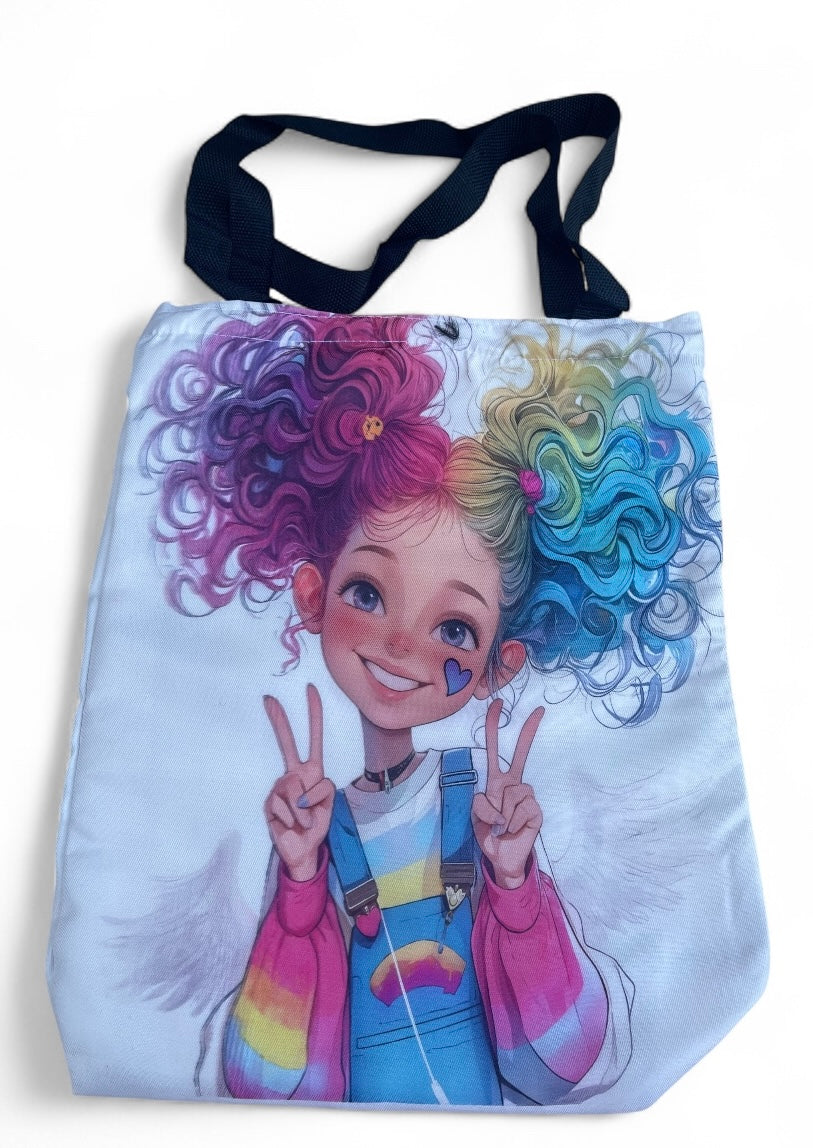 Cartoon Print Tote bag with Zip Closure