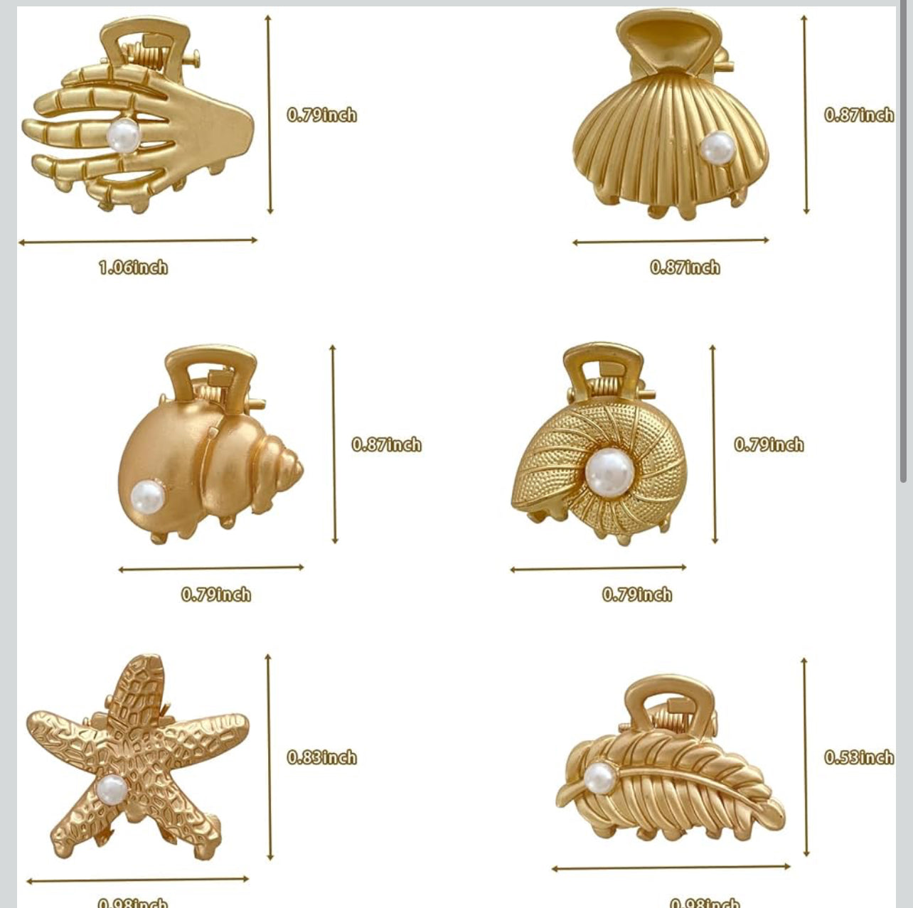 2Pcs Creative Mini trending Starfish Shell Hair Claw New Fashion Gold Metal Shark Clip for Women Hair Accessories