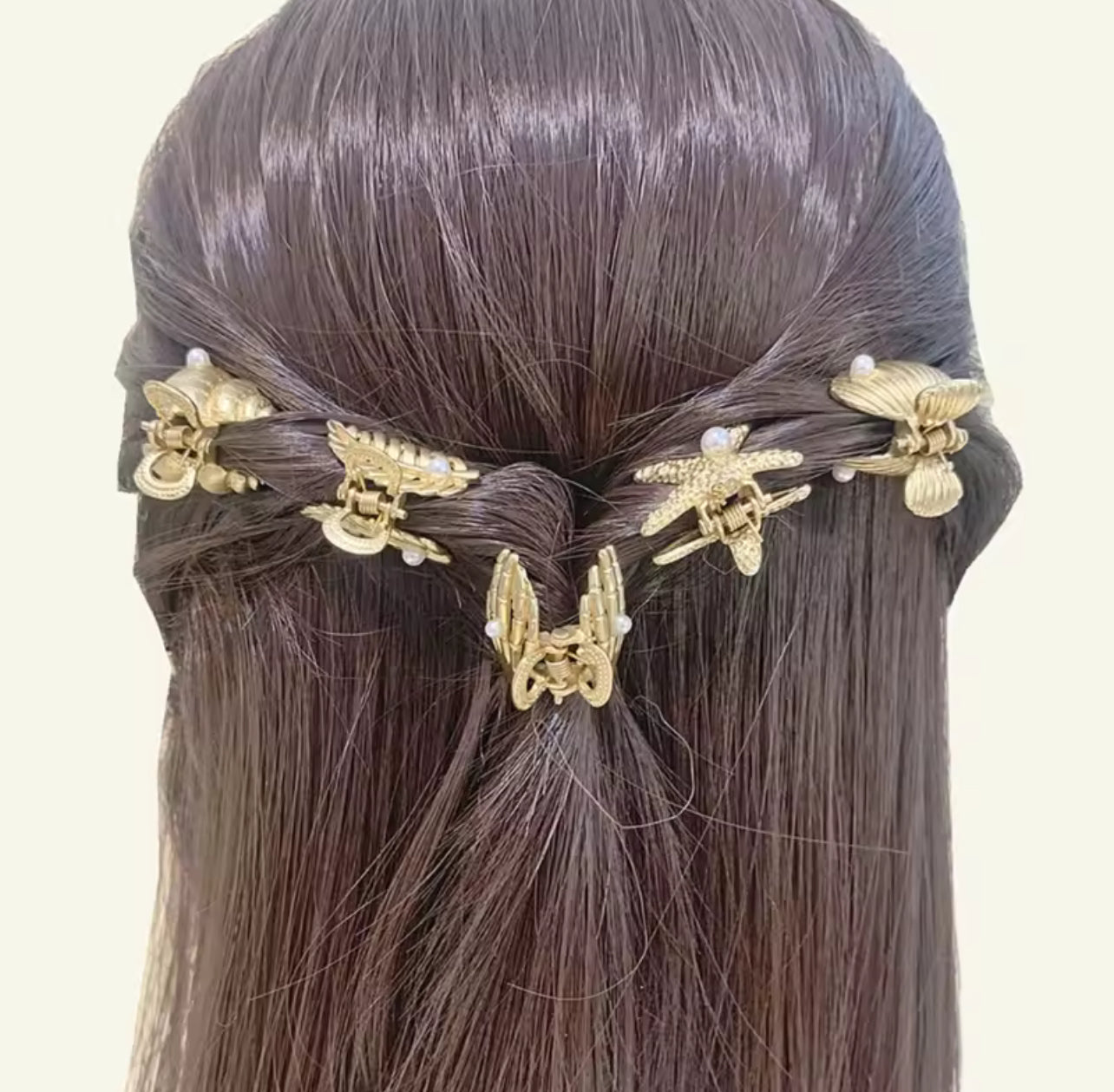 2Pcs Creative Mini trending Starfish Shell Hair Claw New Fashion Gold Metal Shark Clip for Women Hair Accessories