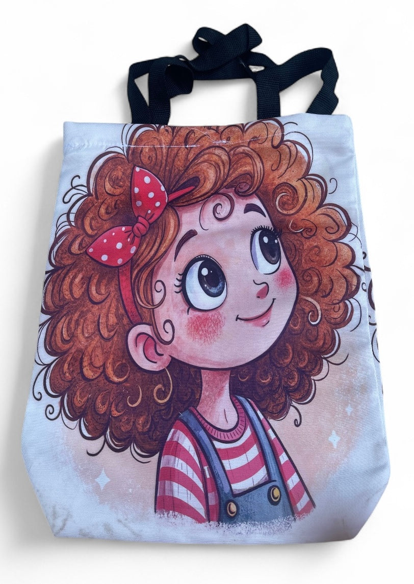 Cartoon Print Tote bag with Zip Closure
