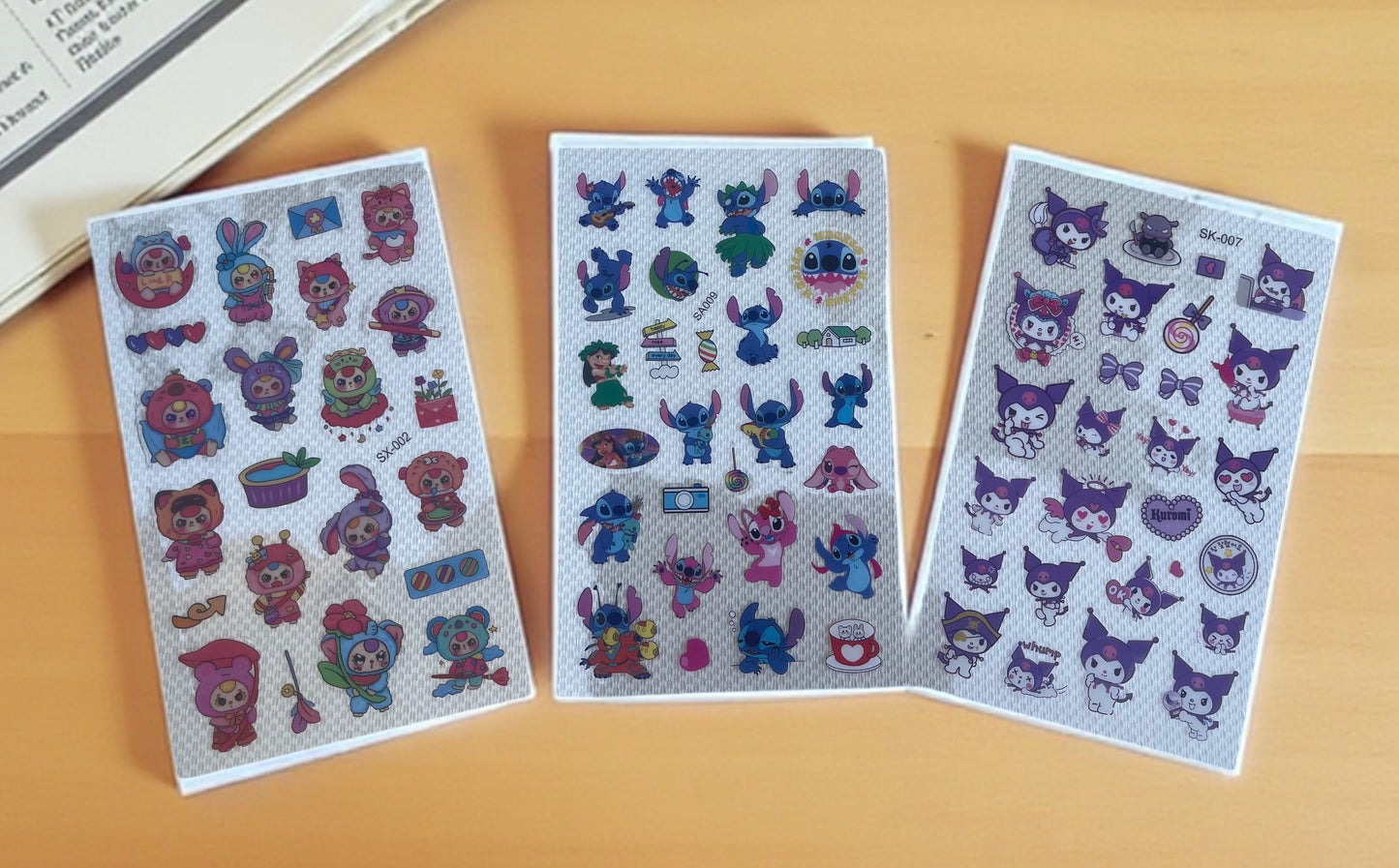 1Sheet Transparent Stickers Baby Three Stitch Saniro Adorable Design 10x15 Cm