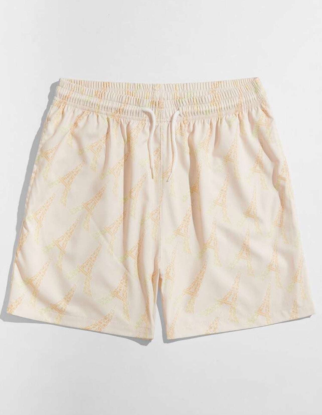 SHEIN Manfinity Men Eiffel Tower Print Drawstring Waist Shorts - XL