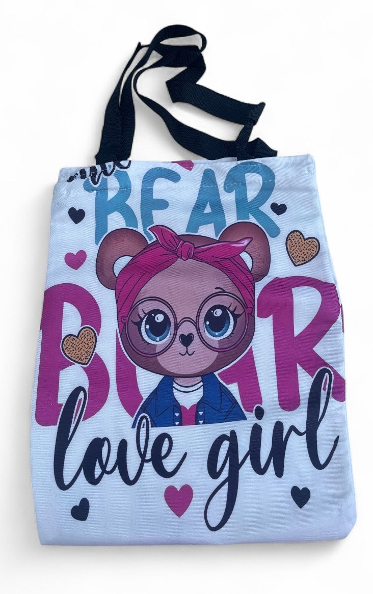 Cartoon Print Tote bag with Zip Closure