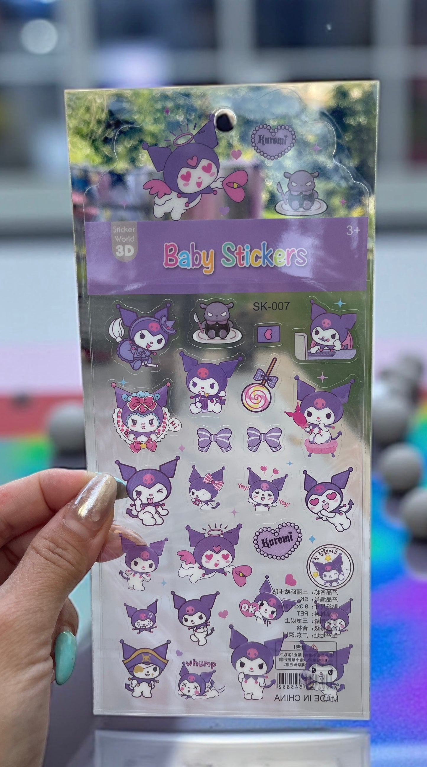 1Sheet Transparent Stickers Baby Three Stitch Saniro Adorable Design 10x15 Cm