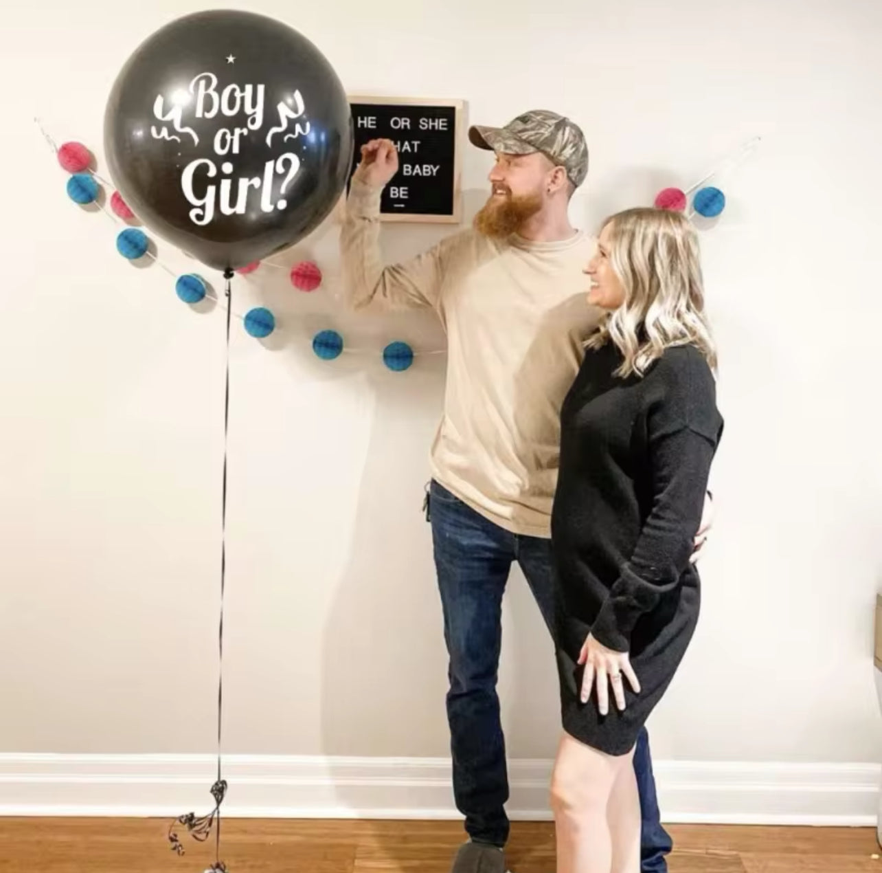 1 Set Giant Boy Or Girl Gender Reveal Black Latex Balloon Baby Shower Confetti Ballons Birthday Gender Reveal Party Decoration