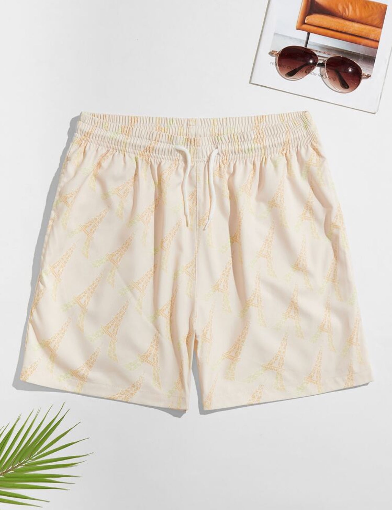 SHEIN Manfinity Men Eiffel Tower Print Drawstring Waist Shorts - XL