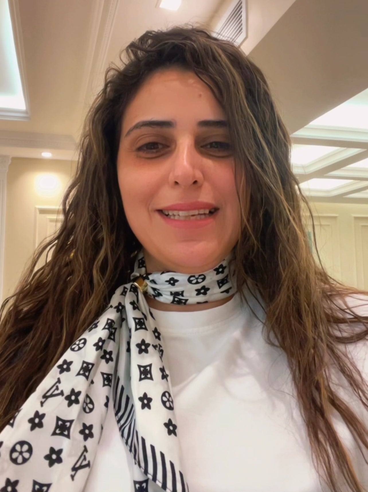 Elegant Monogram Silk Scarf – Fashion Neck, Hair & Bag Scarf for Women