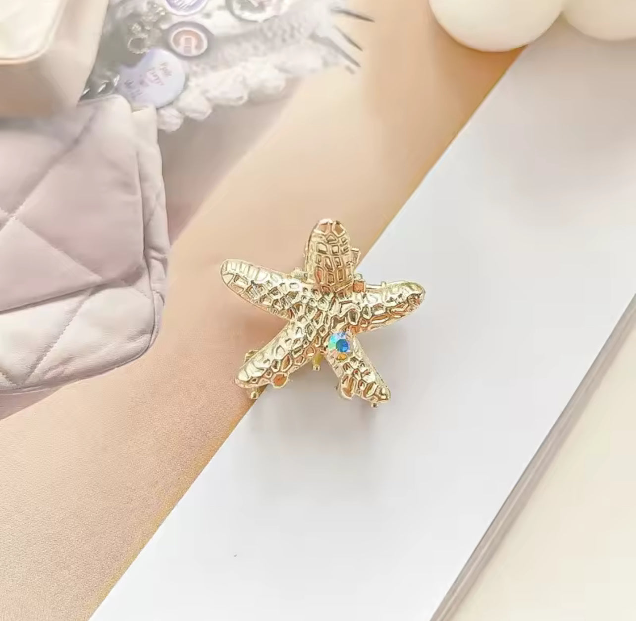 2Pcs Creative Mini trending Starfish Shell Hair Claw New Fashion Gold Metal Shark Clip for Women Hair Accessories