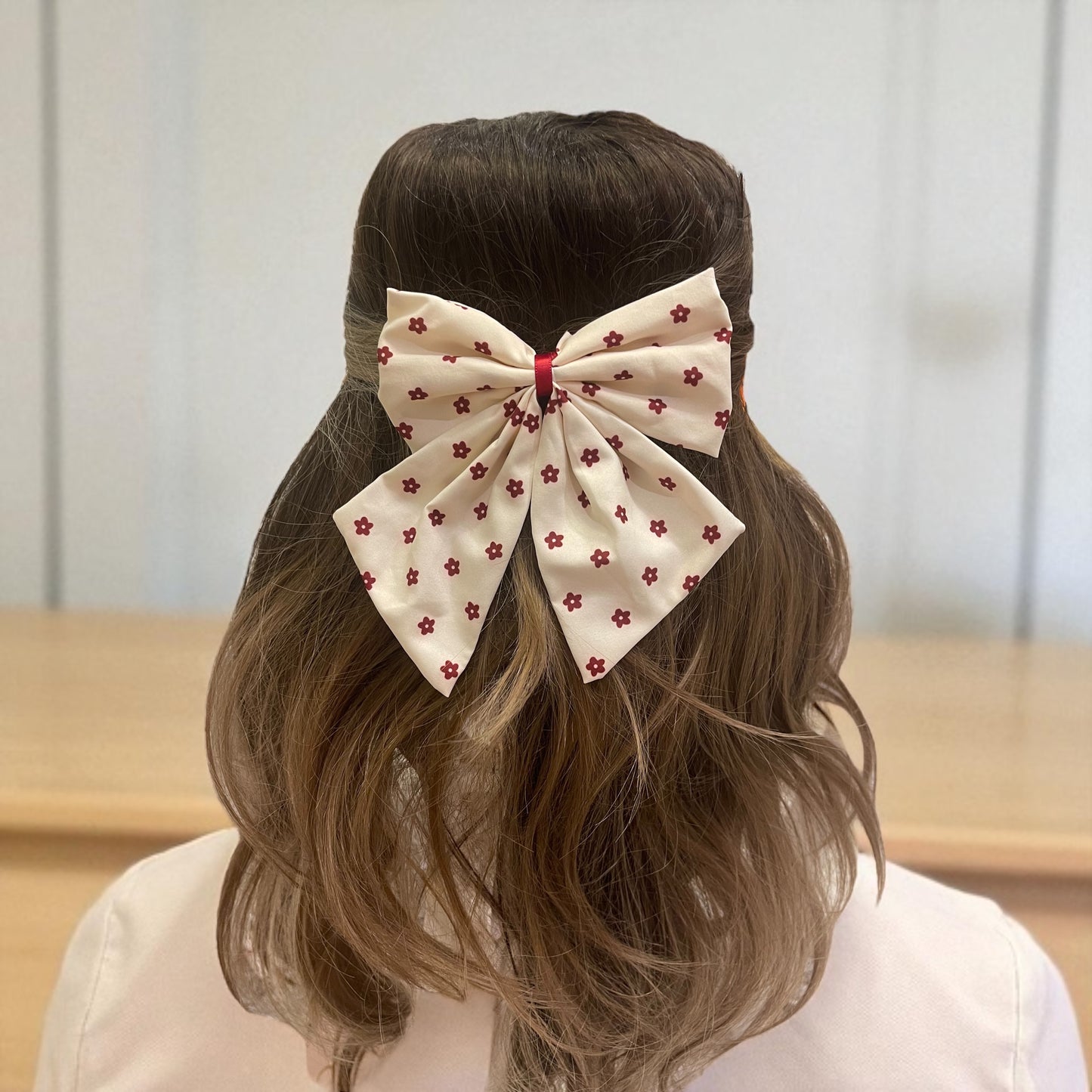 Red & White Big Bow Hair Clip
