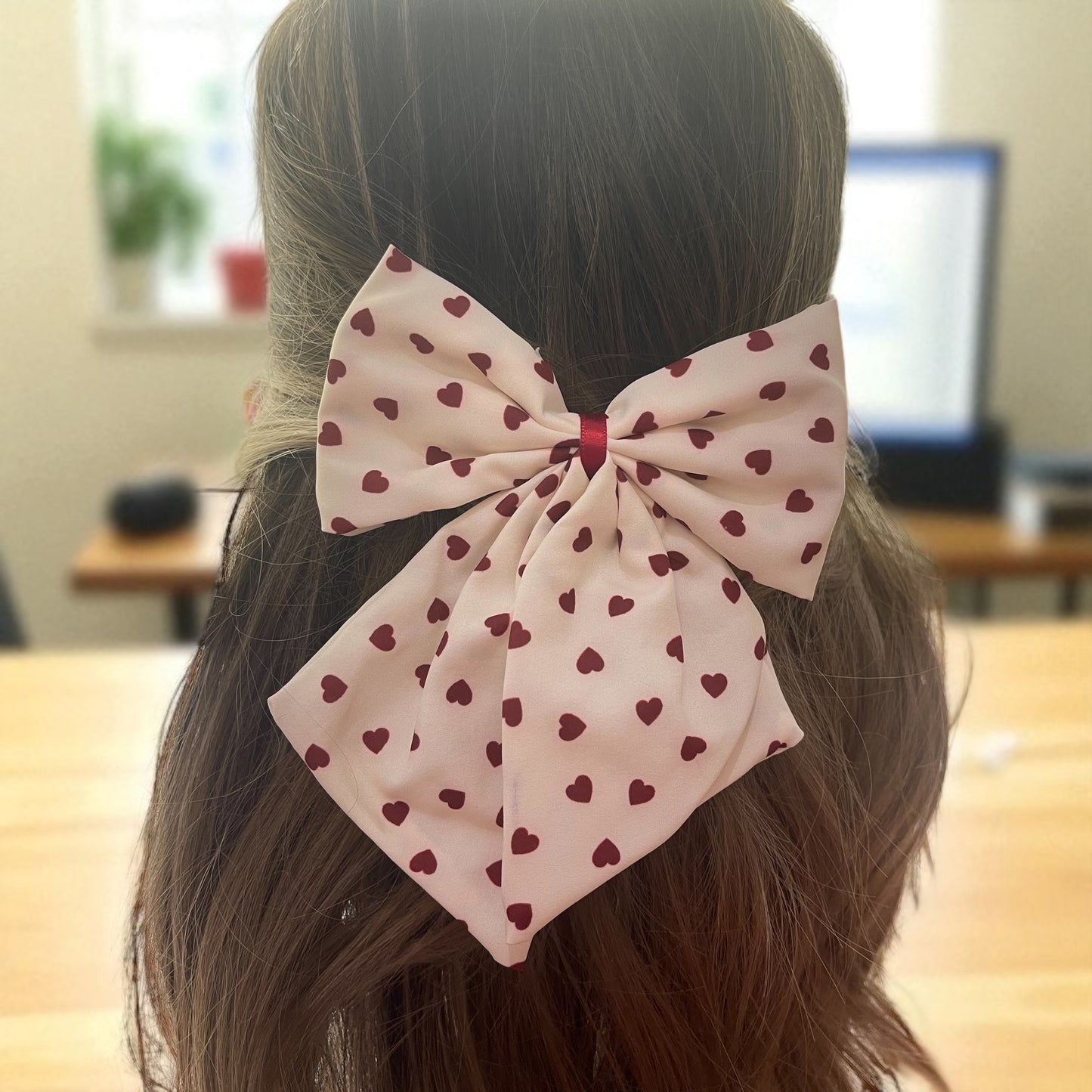 Red & White Big Bow Hair Clip