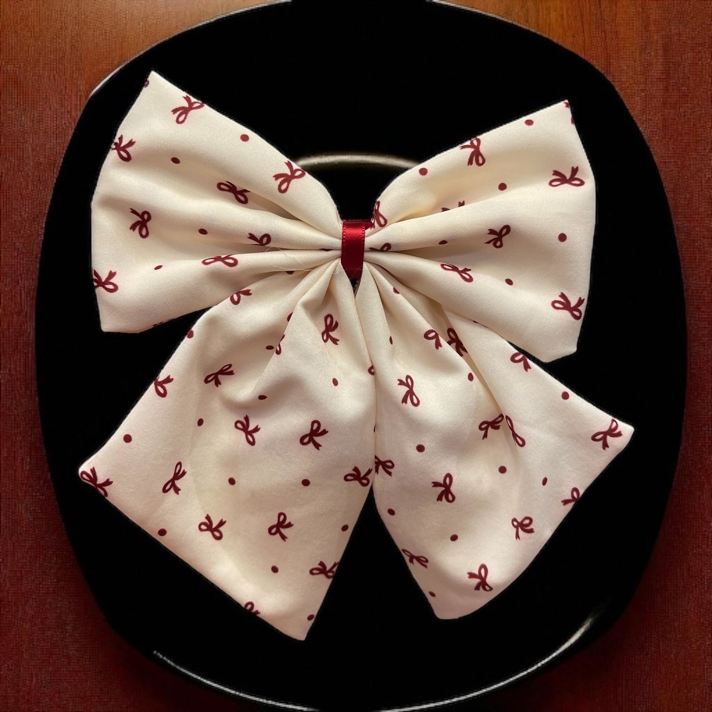 Red & White Big Bow Hair Clip