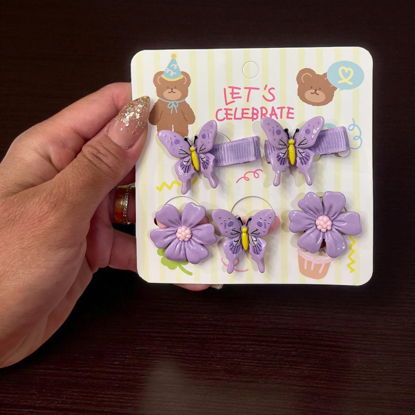 5Pcs Cute Butterfly Flowers Hair Clips and Ties