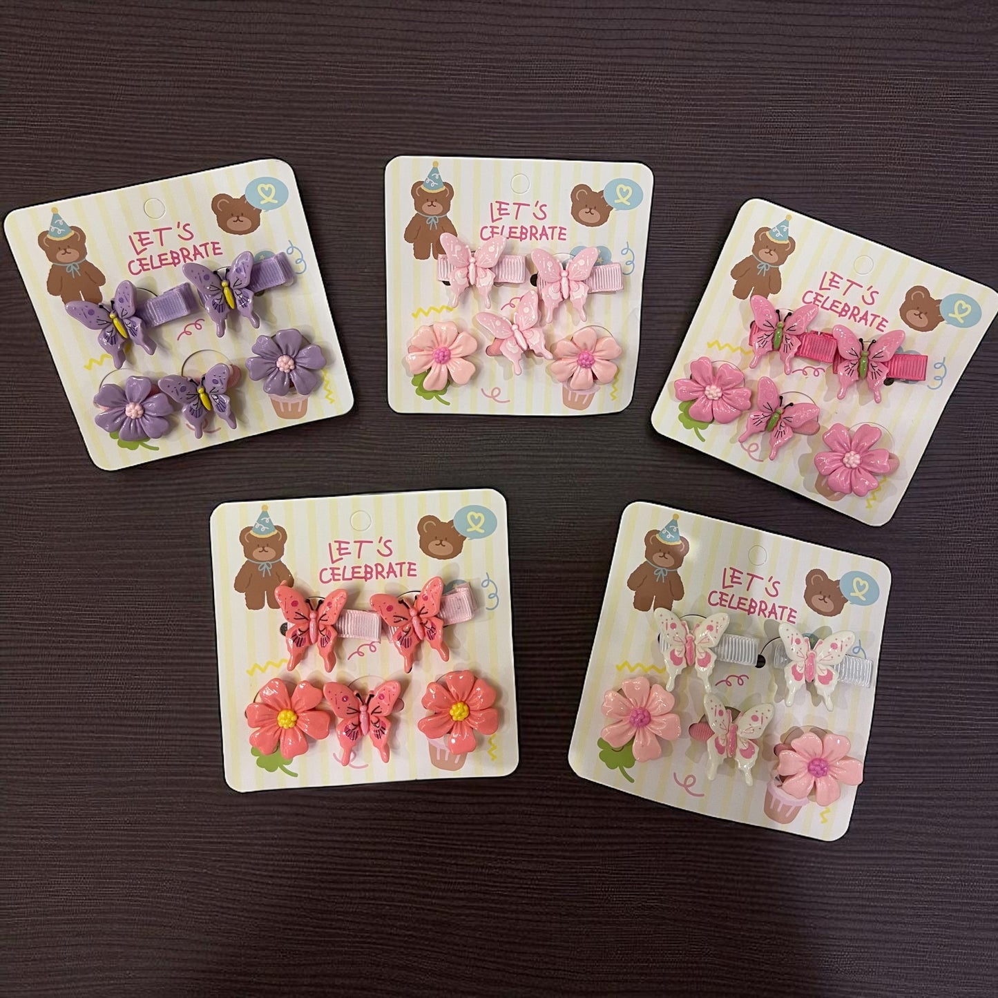 5Pcs Cute Butterfly Flowers Hair Clips and Ties