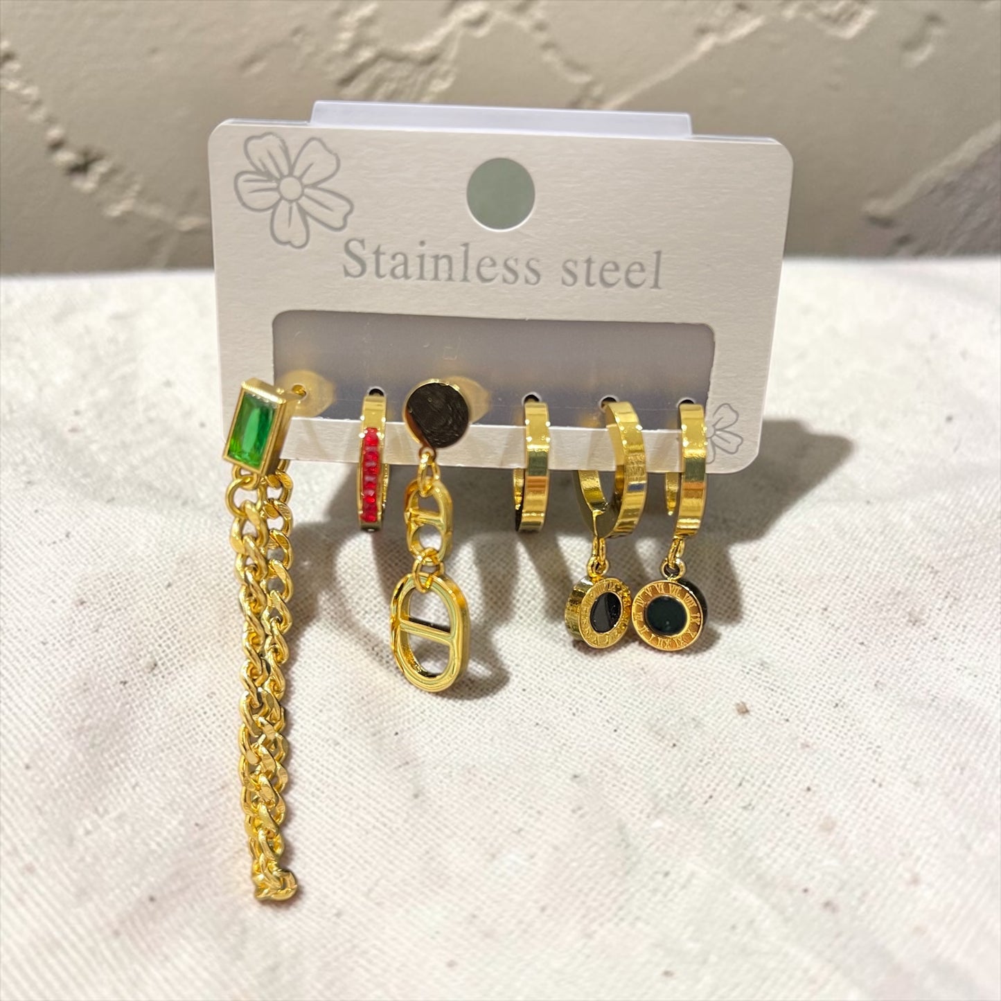 316L Stainless Steel 6 Pieces Colorful Zircon Tassels Earrings For Women New Fashion Jewelry Gifts
