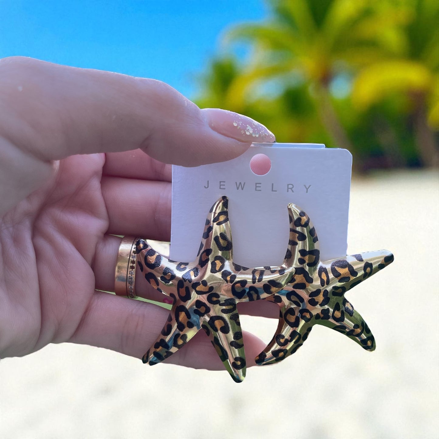 Leopard Print Trending Starfish Earrings